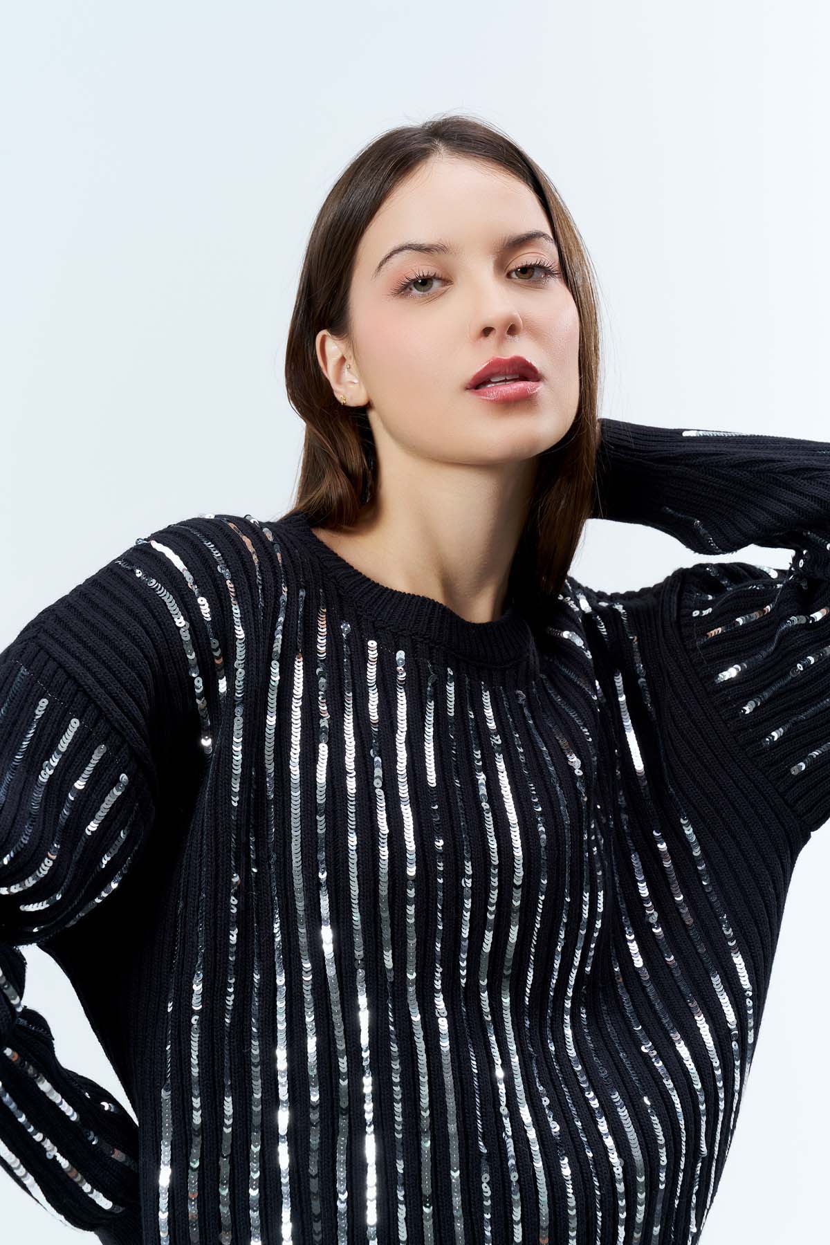 Pullu Bisiklet Yaka Kısa Kazak