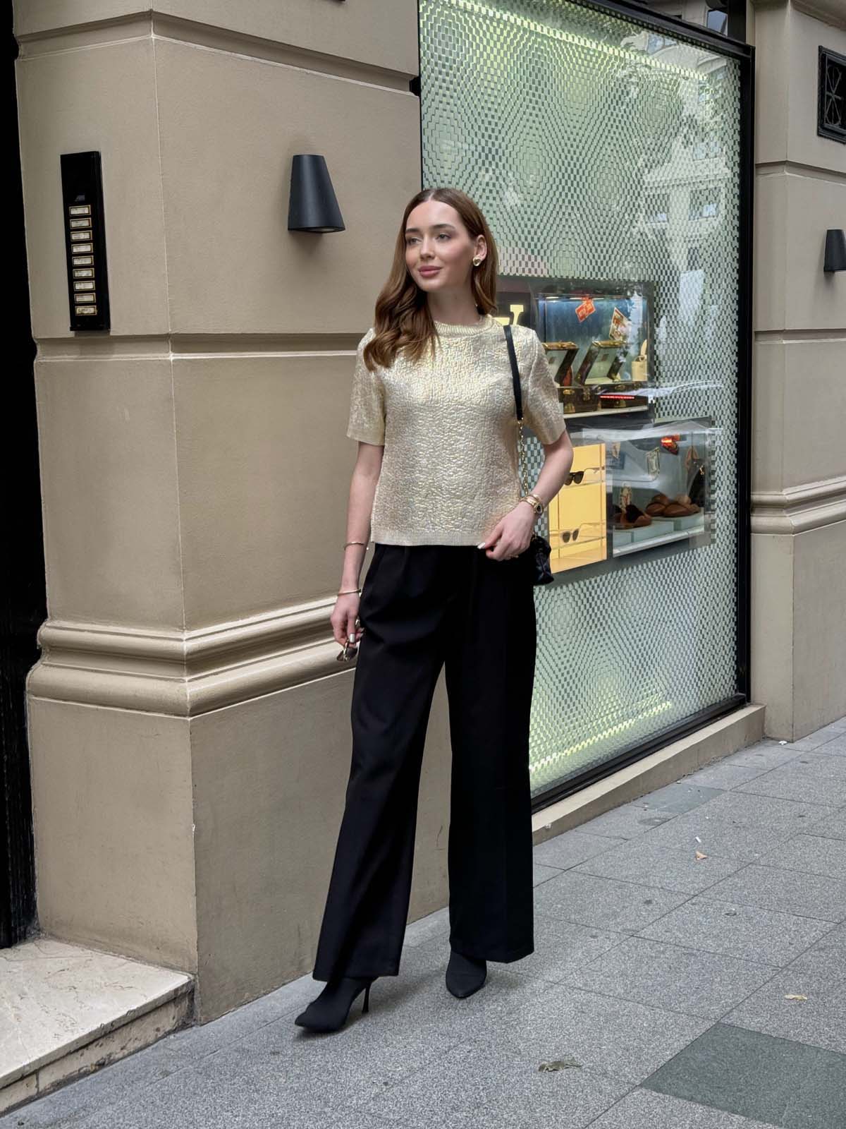 Polyelit Varak Baskılı Kısa Kollu Kazak