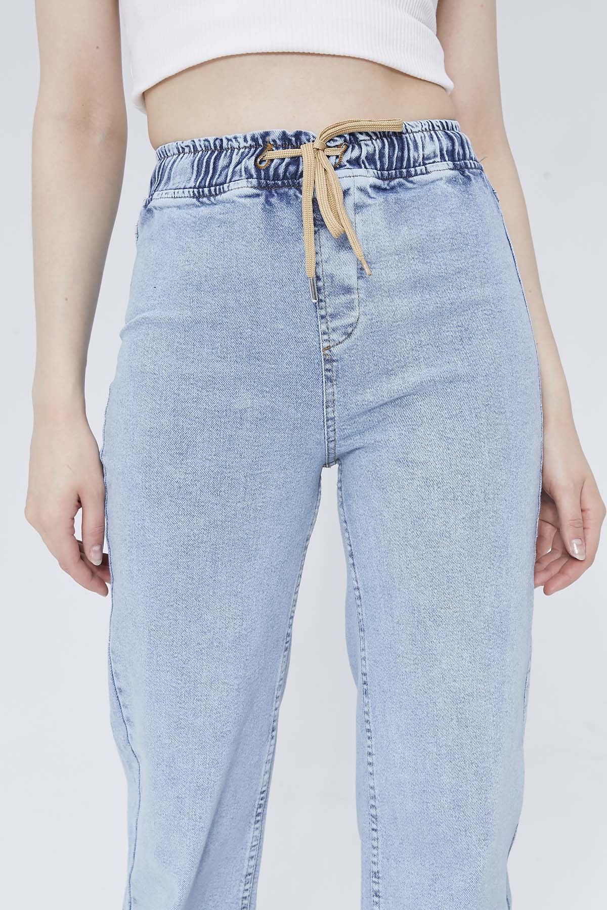 Beli Lastikli  İpli  Salaş  Kot Pantolon