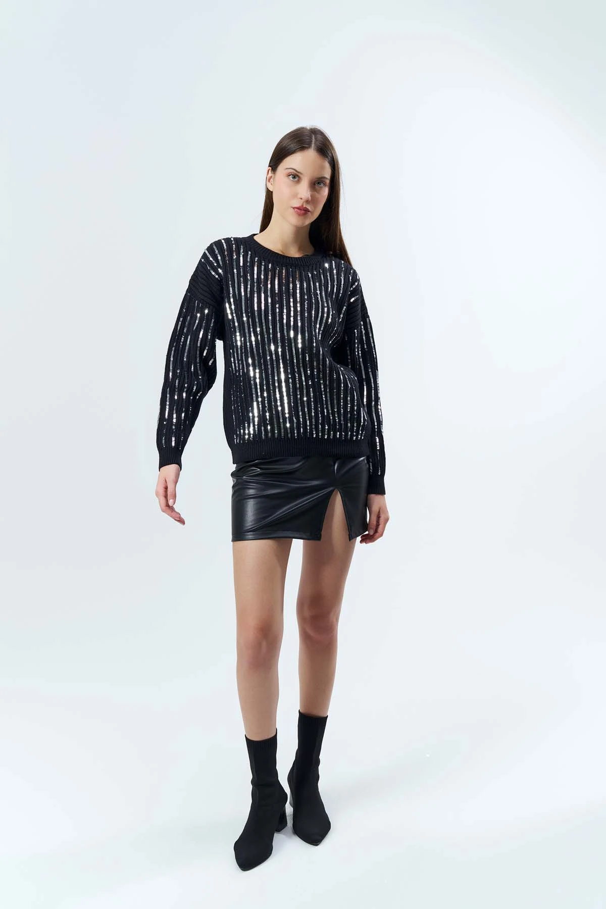 Pullu Bisiklet Yaka Kısa Kazak