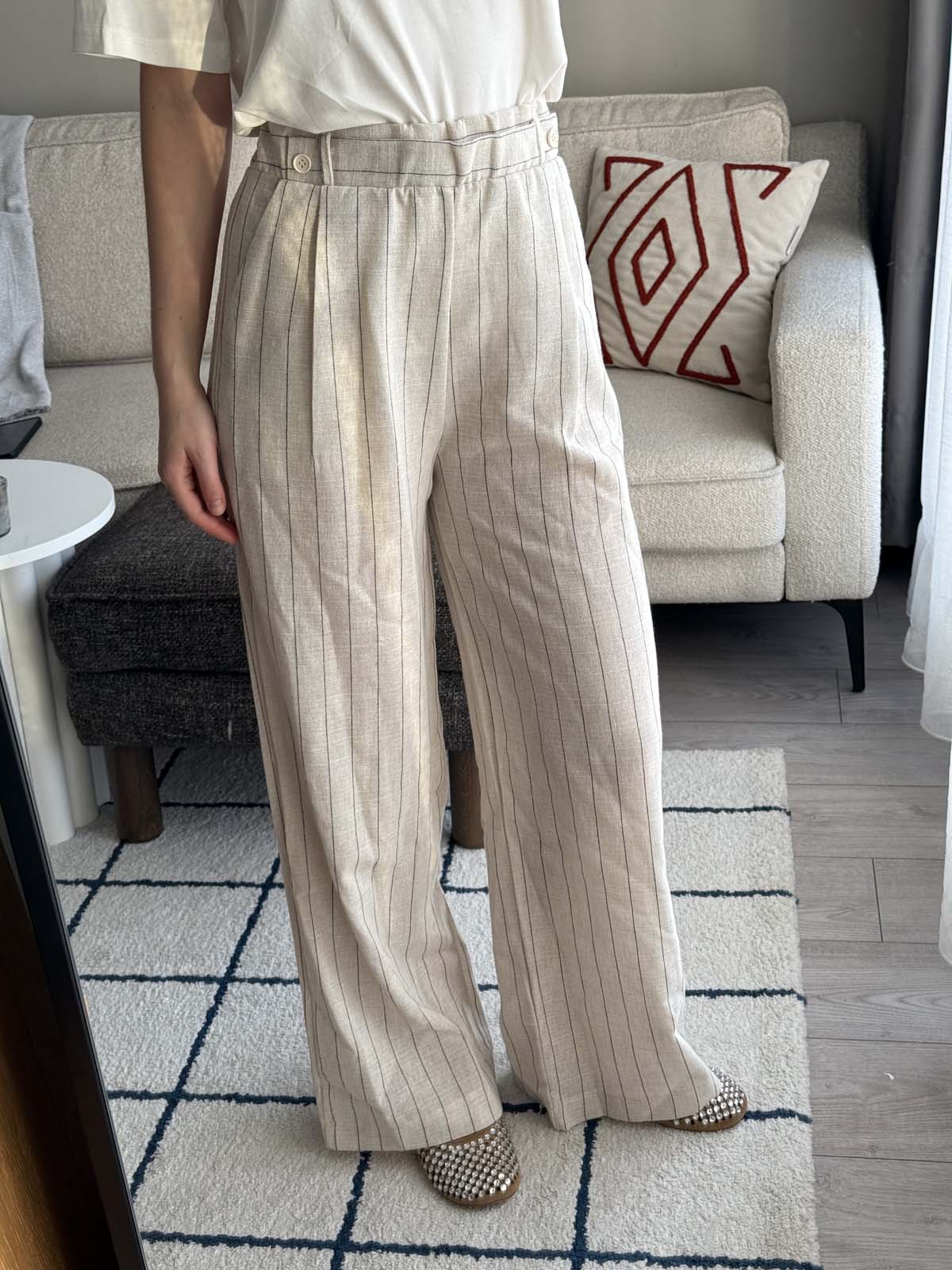 ÇİZGİLİ KETEN PANTOLON