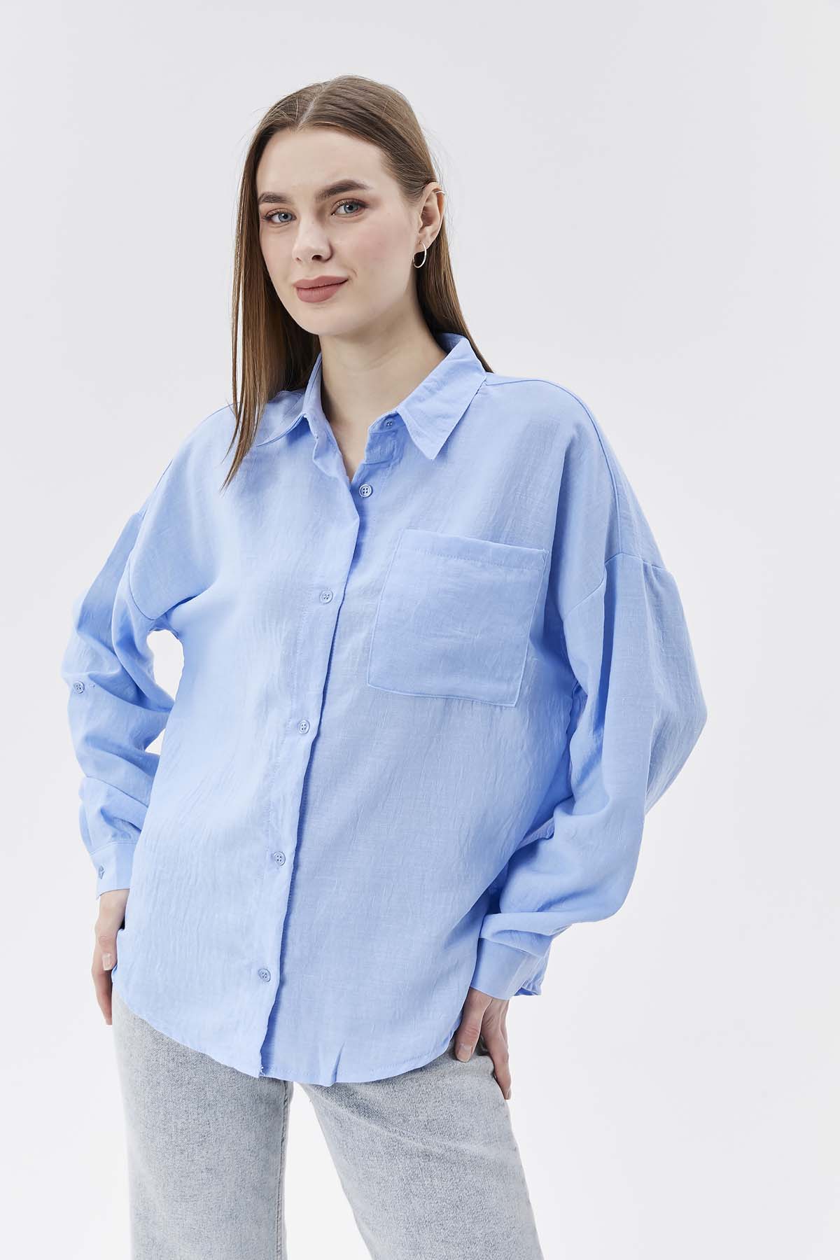 Tek Cepli Keten Gömlek