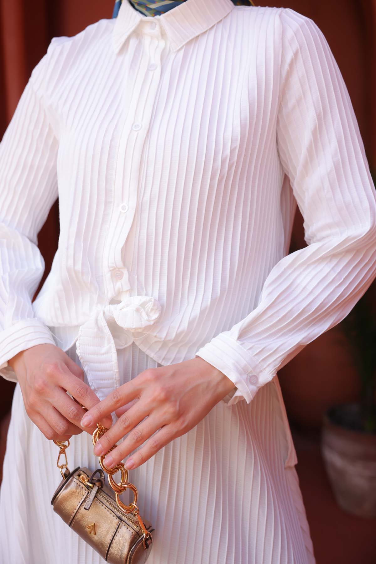 Desenli Düğmeli İki Takım