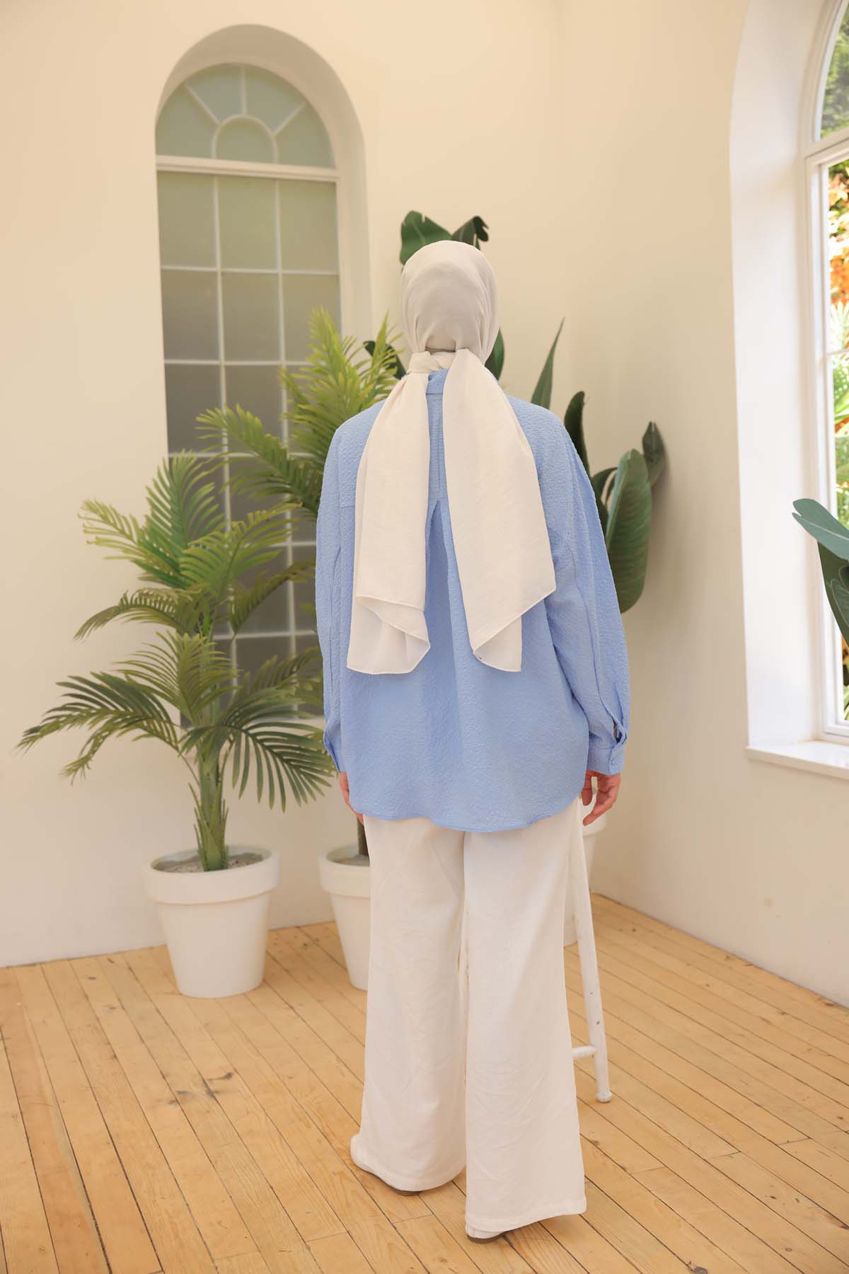 Over Size Arkası Robalı  Gömlek