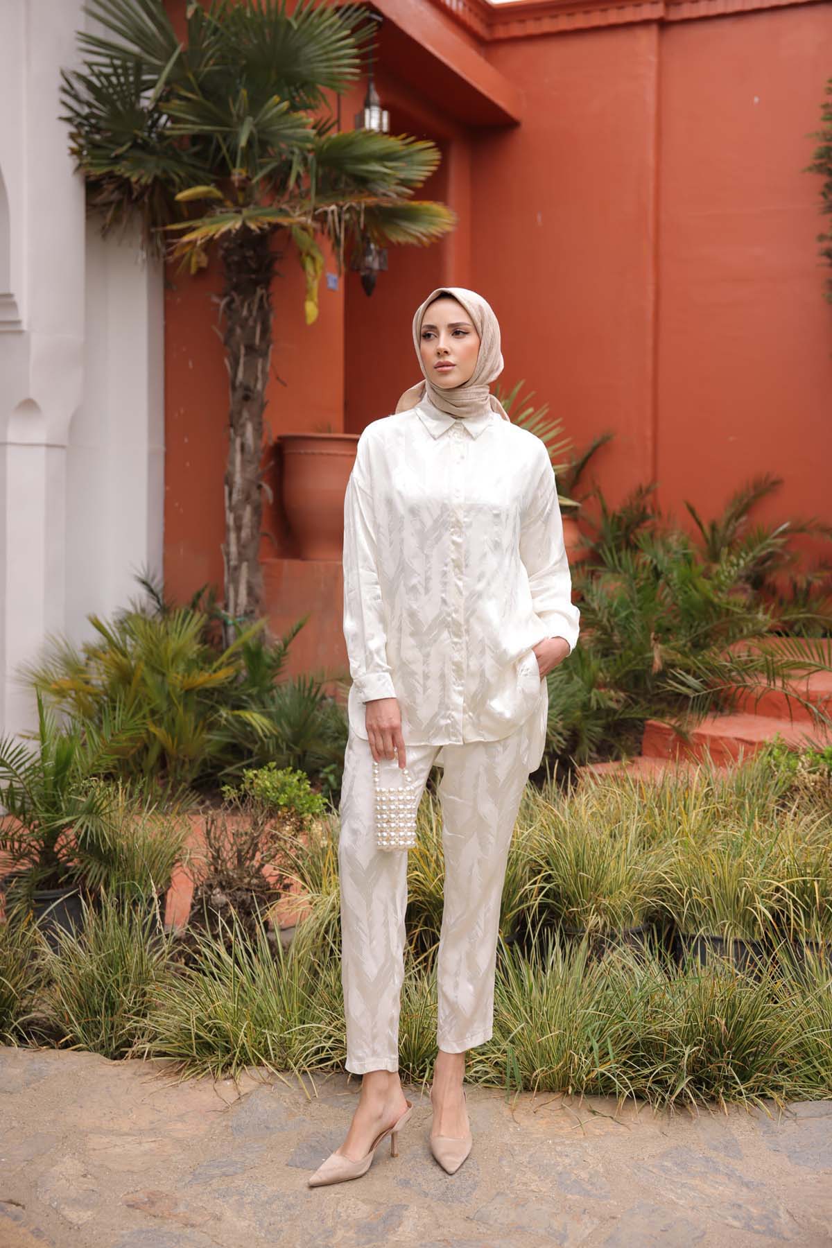 Fırça Desenli Javanez Jakalı  Takım