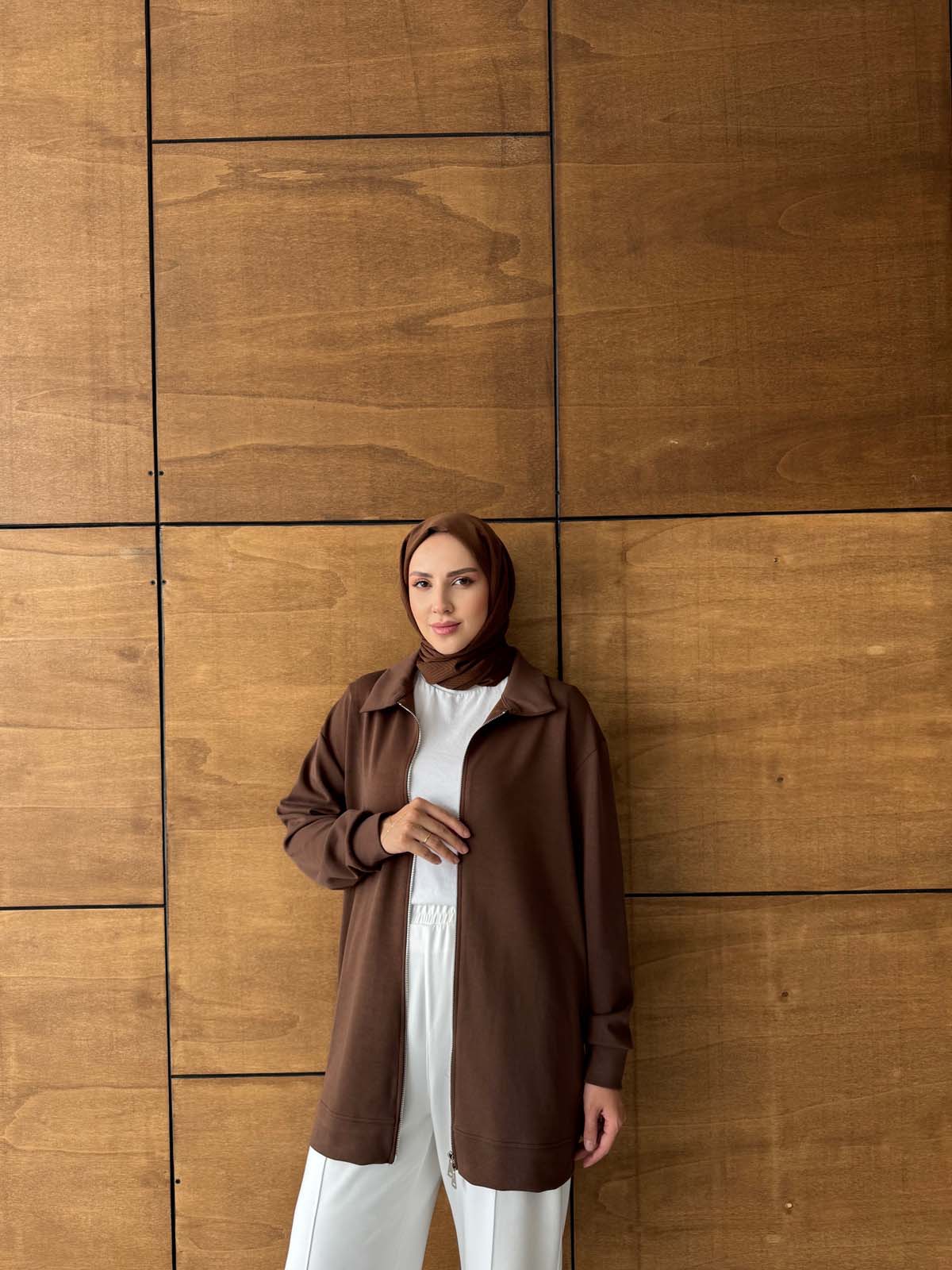 Şık Fermuarlı Uzun Hırka