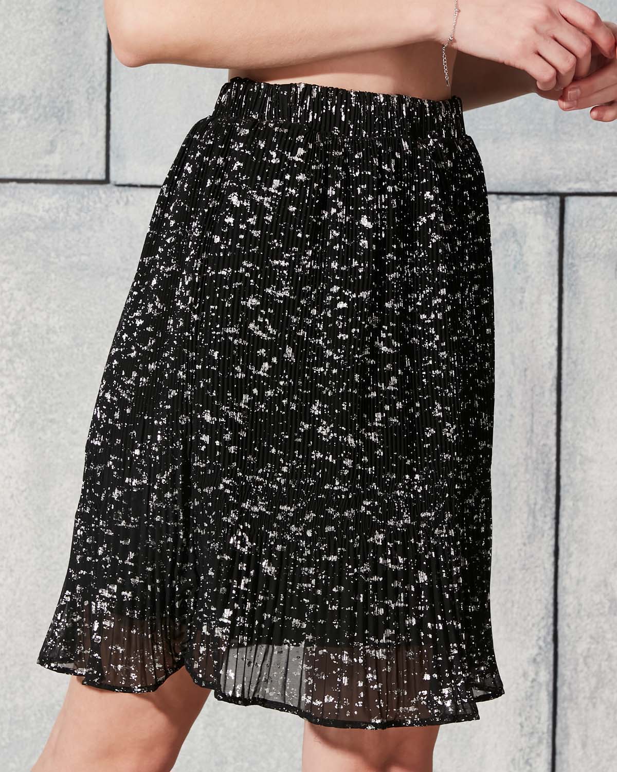 Fırça Desenli Kısa Pileli Etek