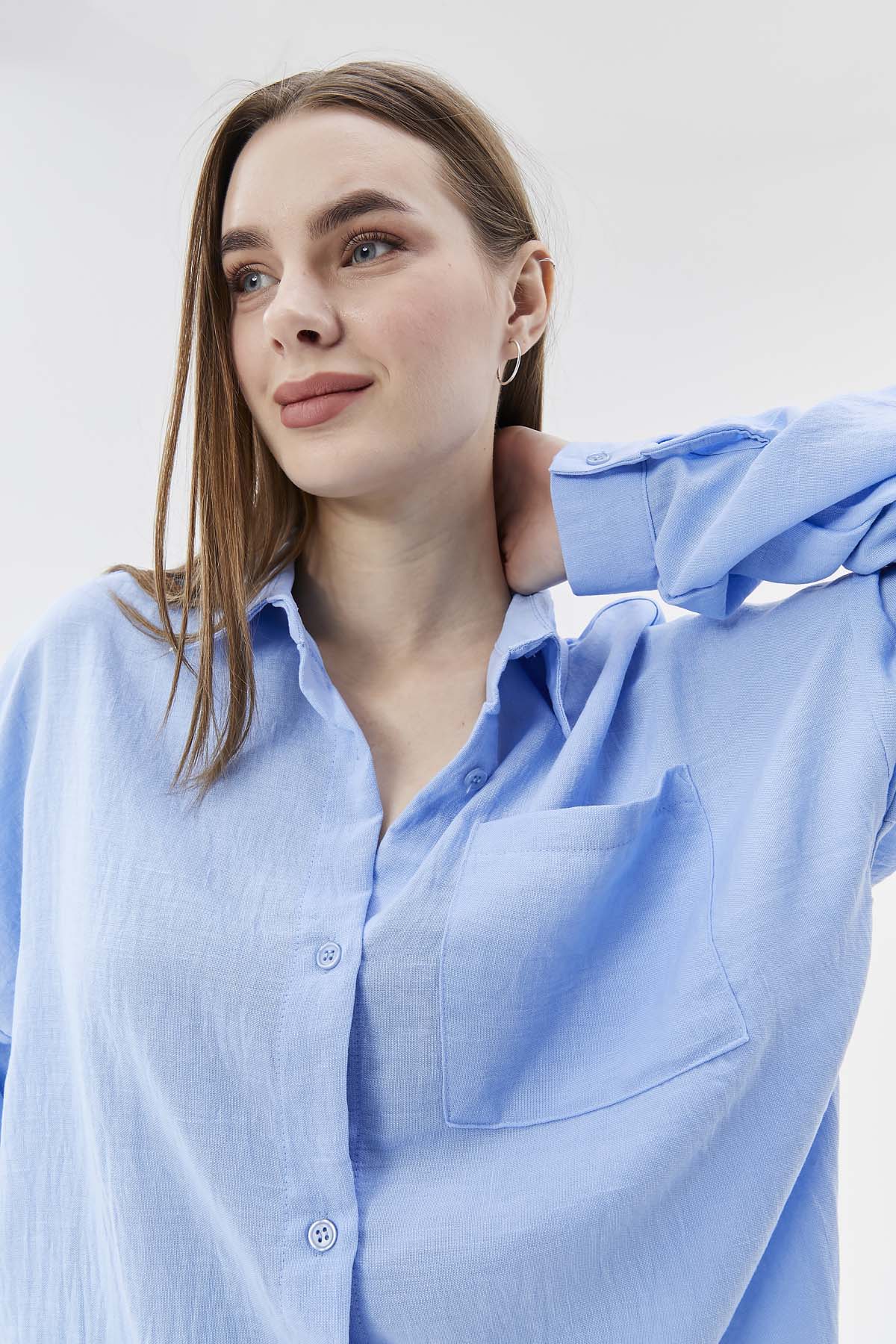 Tek Cepli Keten Gömlek