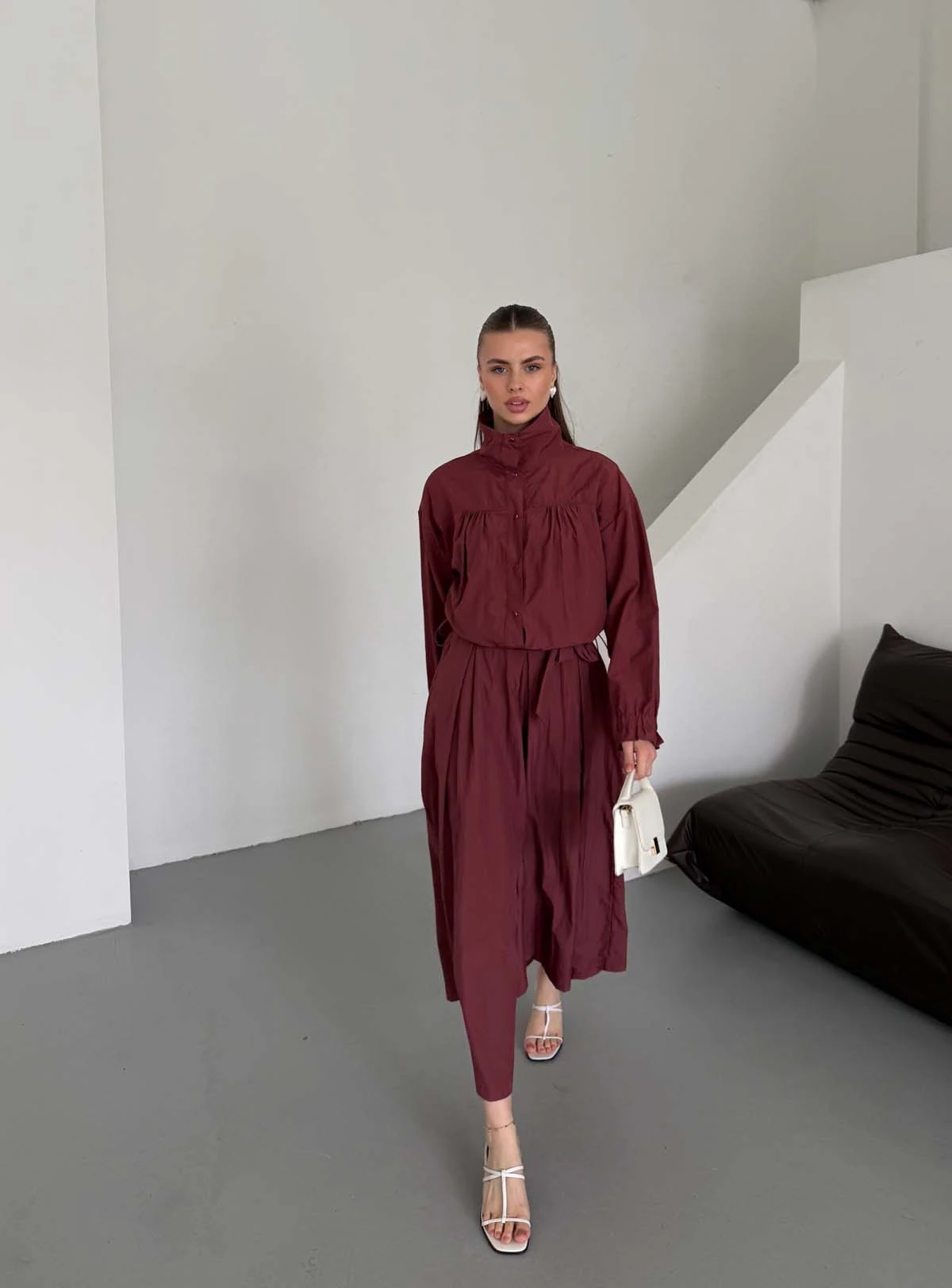 Çıtçıtlı  Büzgülü Kısa Mont