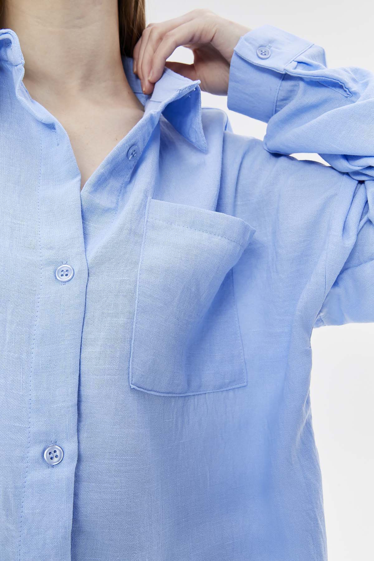 Tek Cepli Keten Gömlek