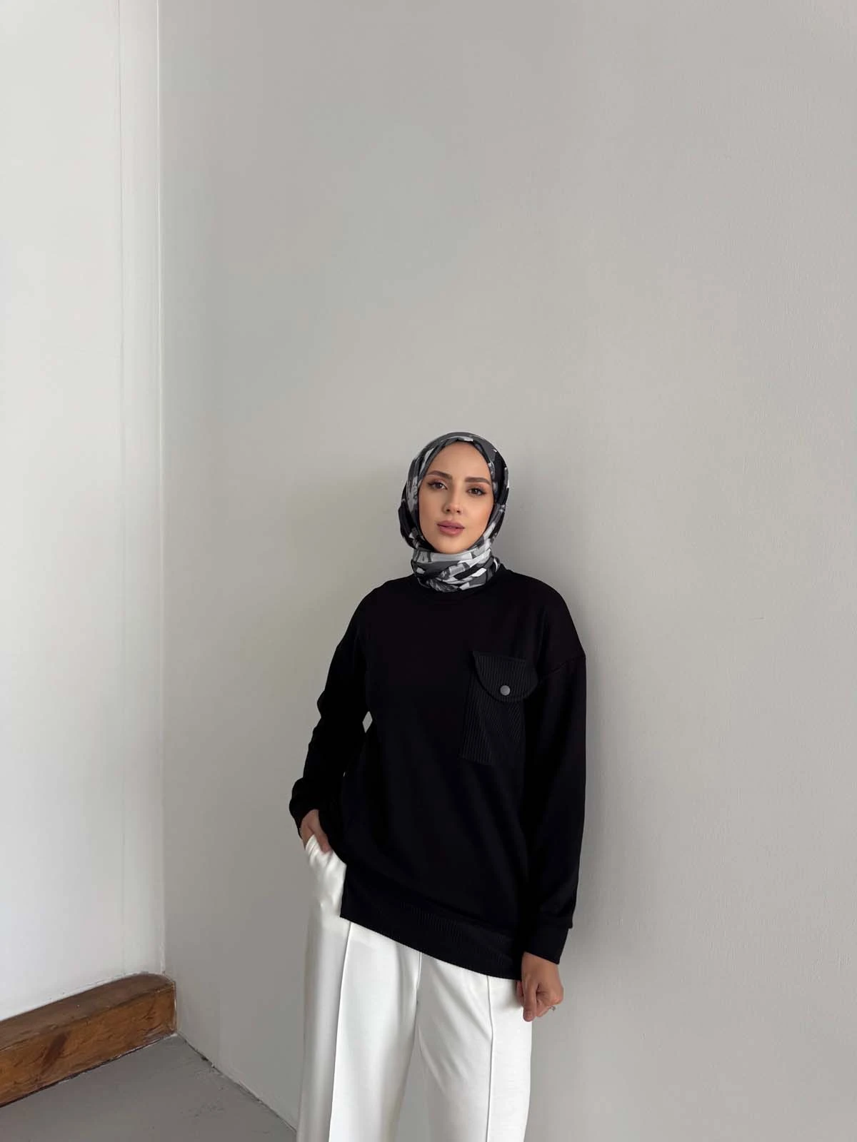 Kapitone Cepli Minimal Kadın Sweatshirt