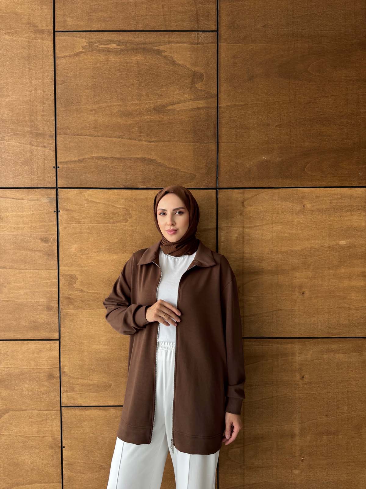 Şık Fermuarlı Uzun Hırka