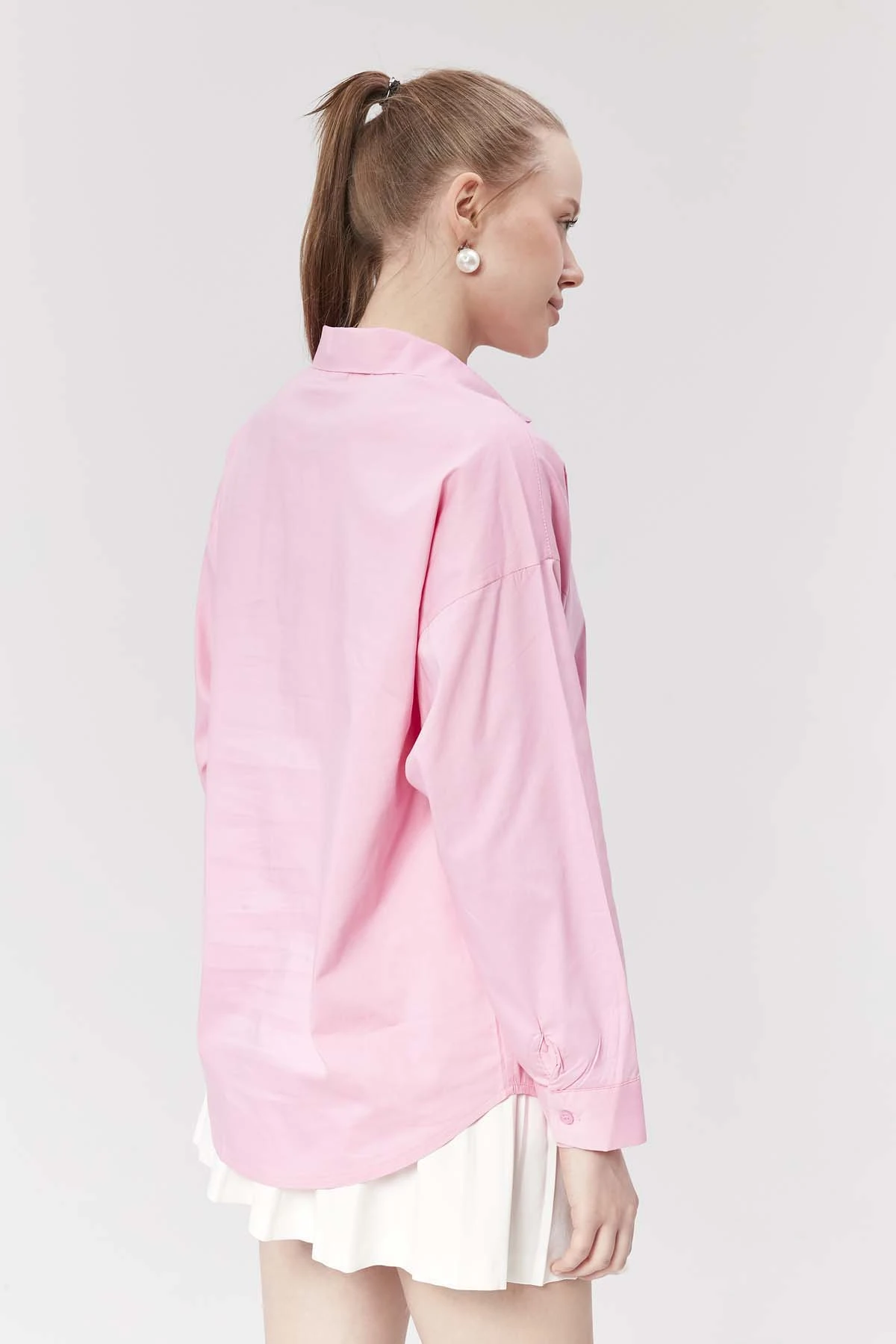 Gül Detaylı  Uzun Kollu  Gömlek