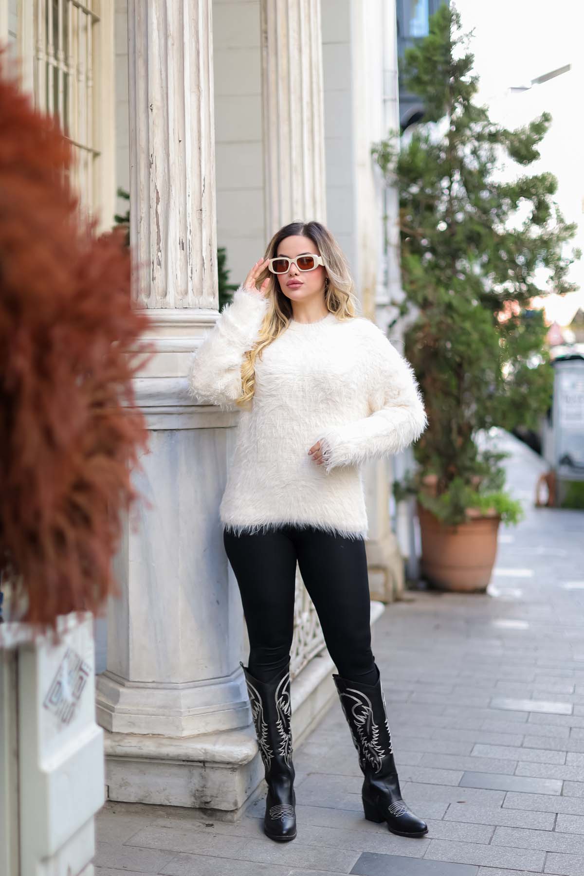 Angora Bisiklet Yaka Kazak