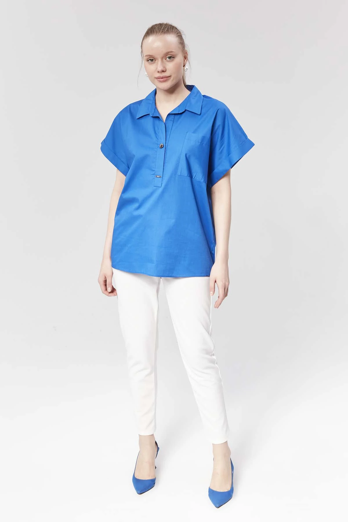 Yarım Patlı  Kısa Kollu  Gömlek