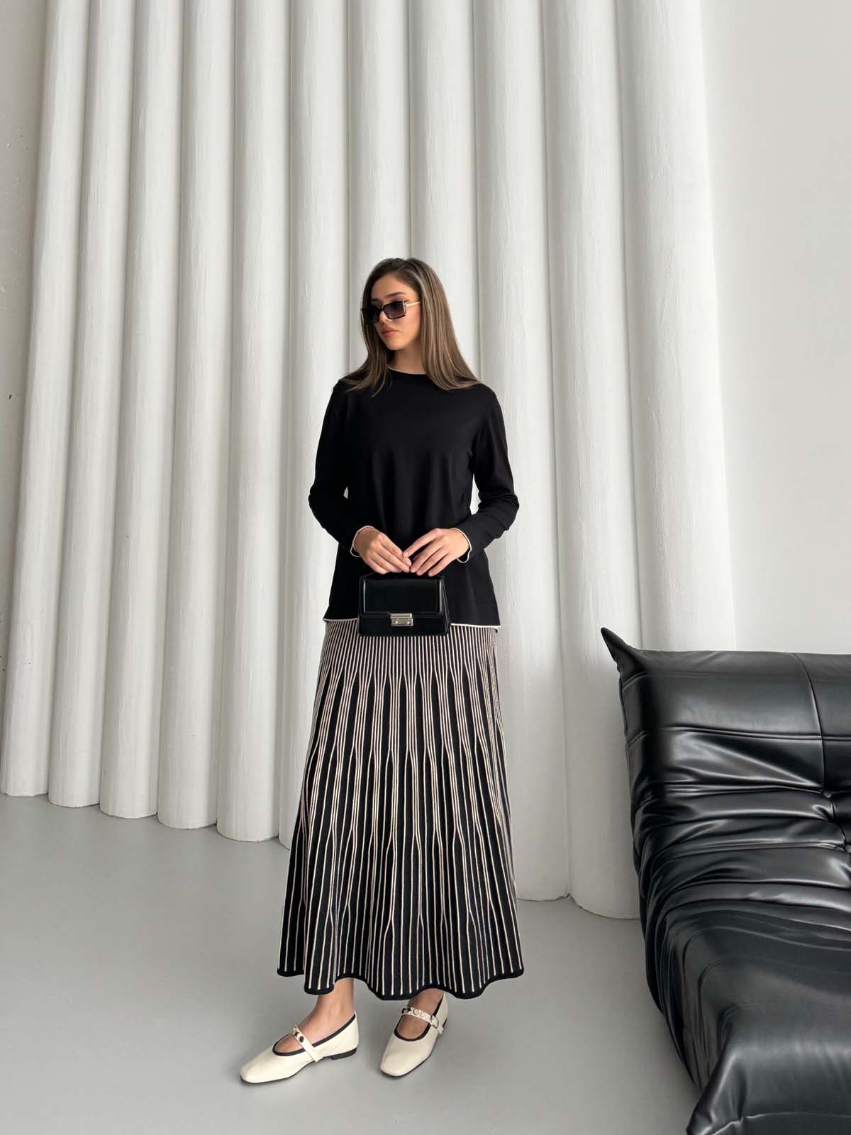 Rayon Bisiklet Yaka Tunik&Etekli Takım