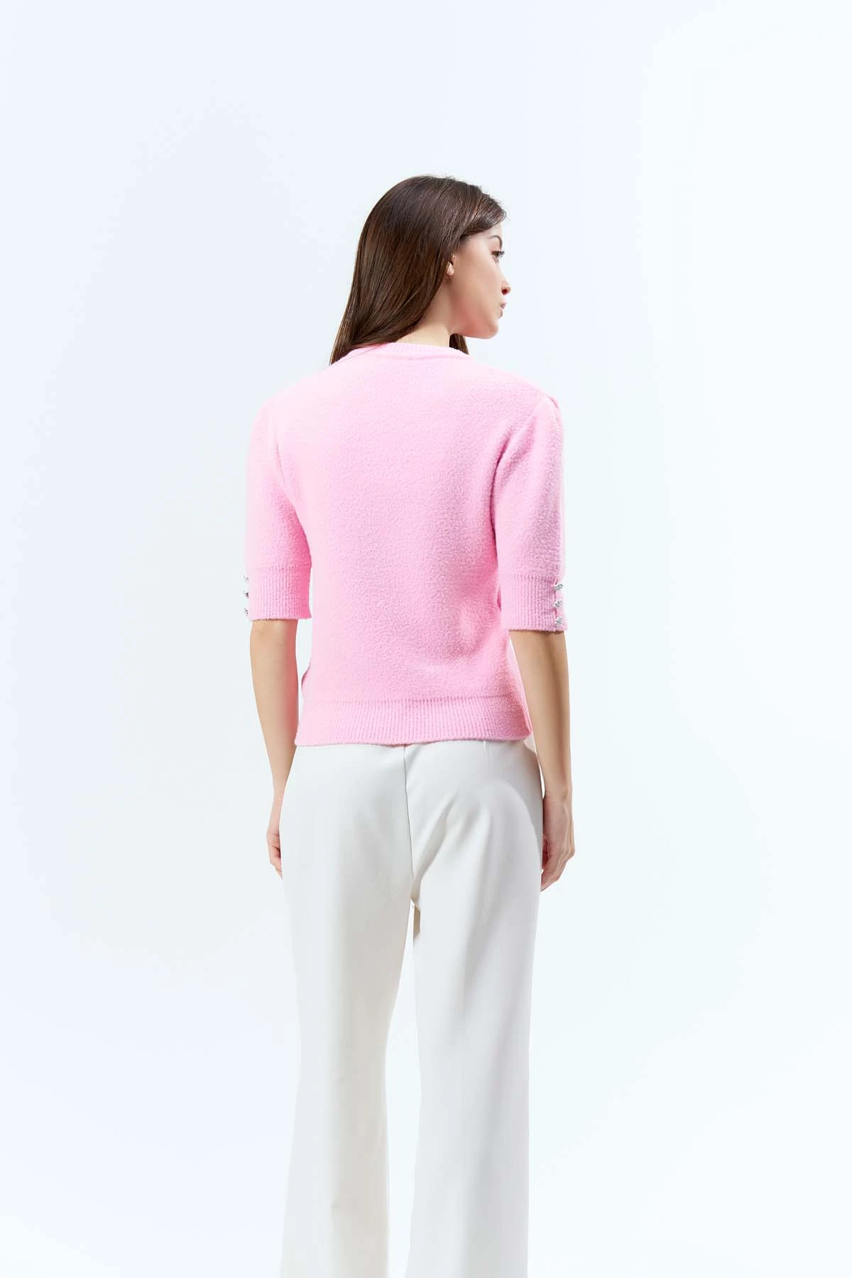 Angora Kısa Kollu Düğmeli Kazak