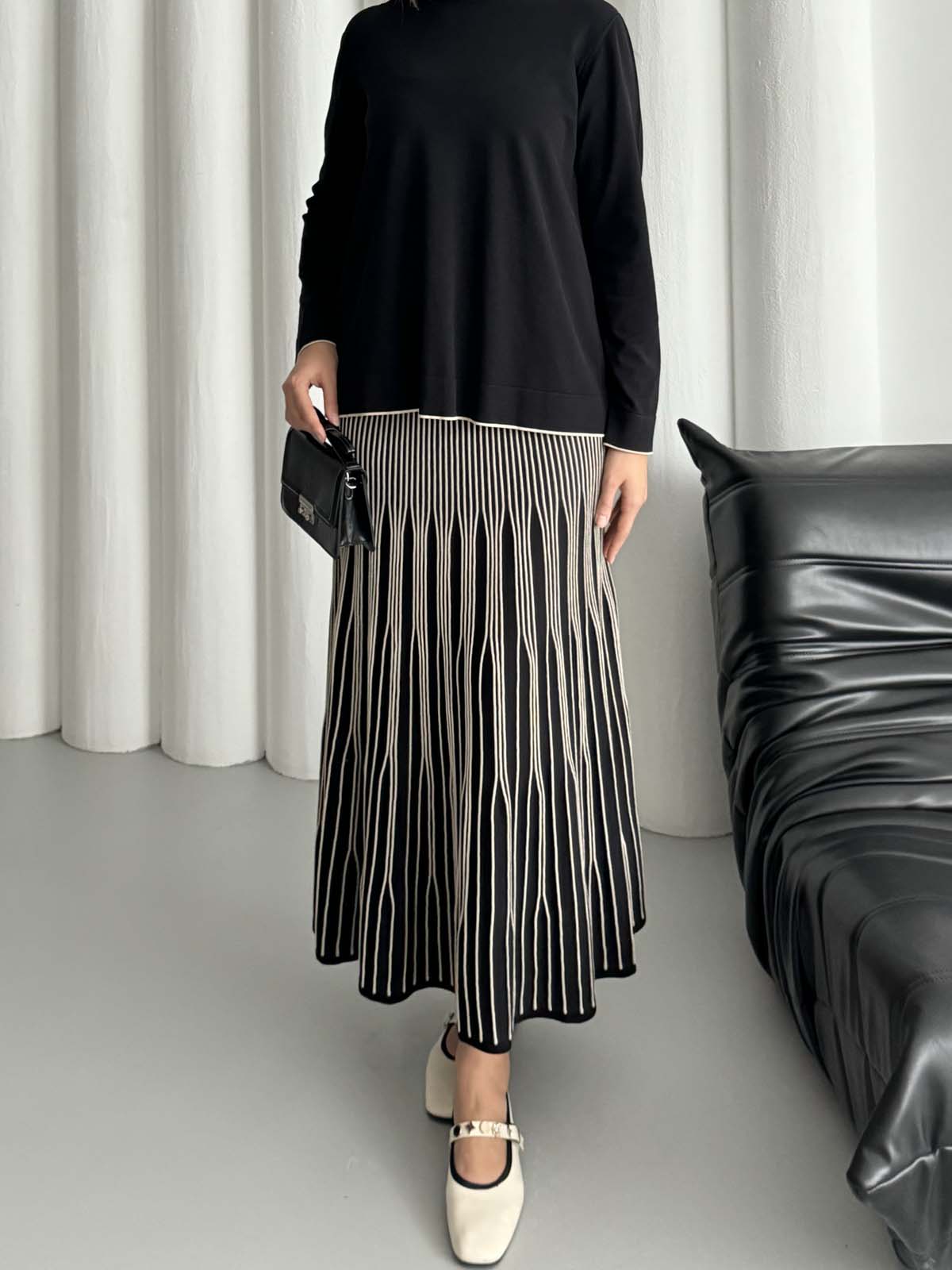 Rayon Bisiklet Yaka Tunik&Etekli Takım