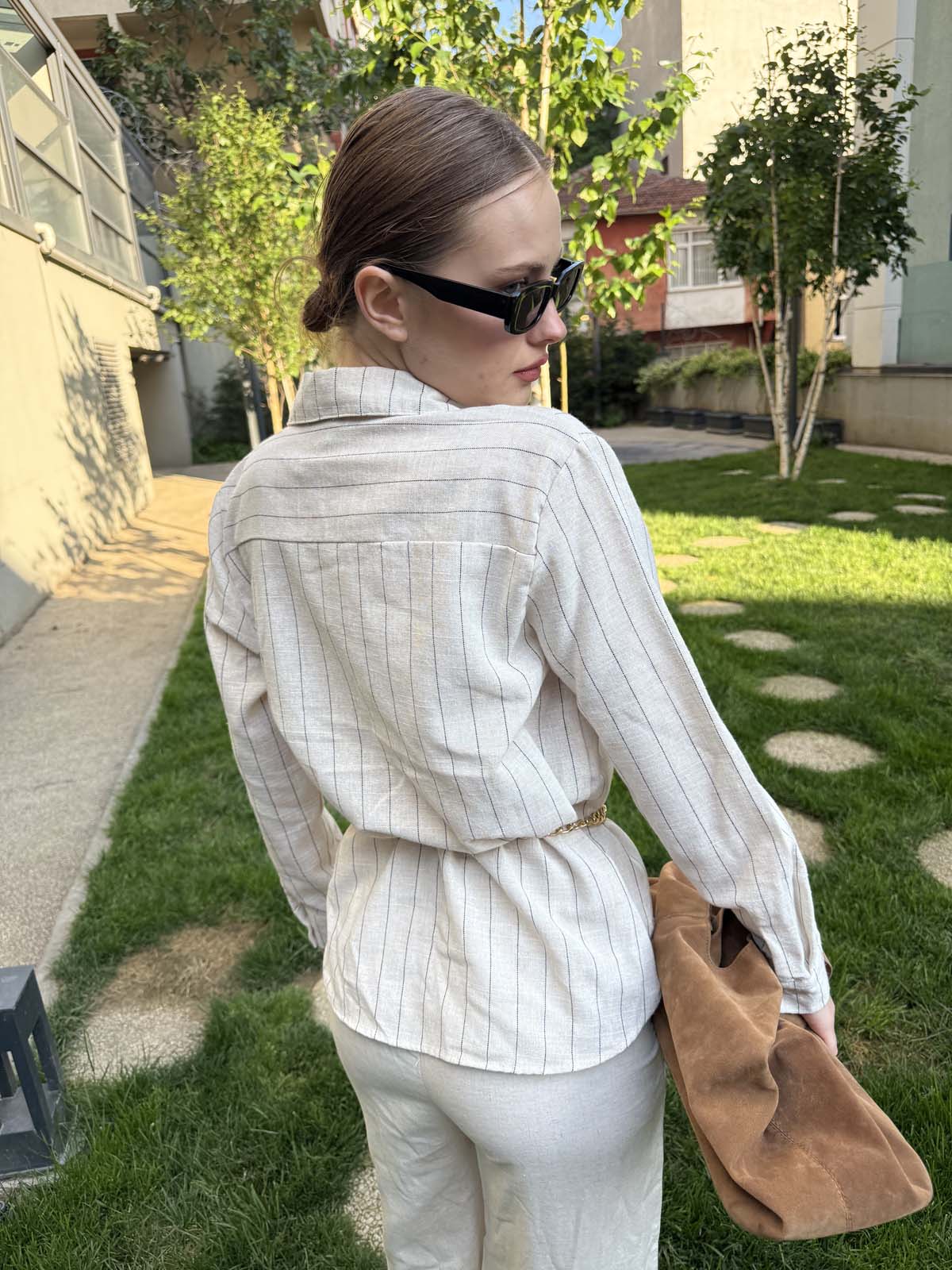 ÇİZGİLİ KETEN GÖMLEK