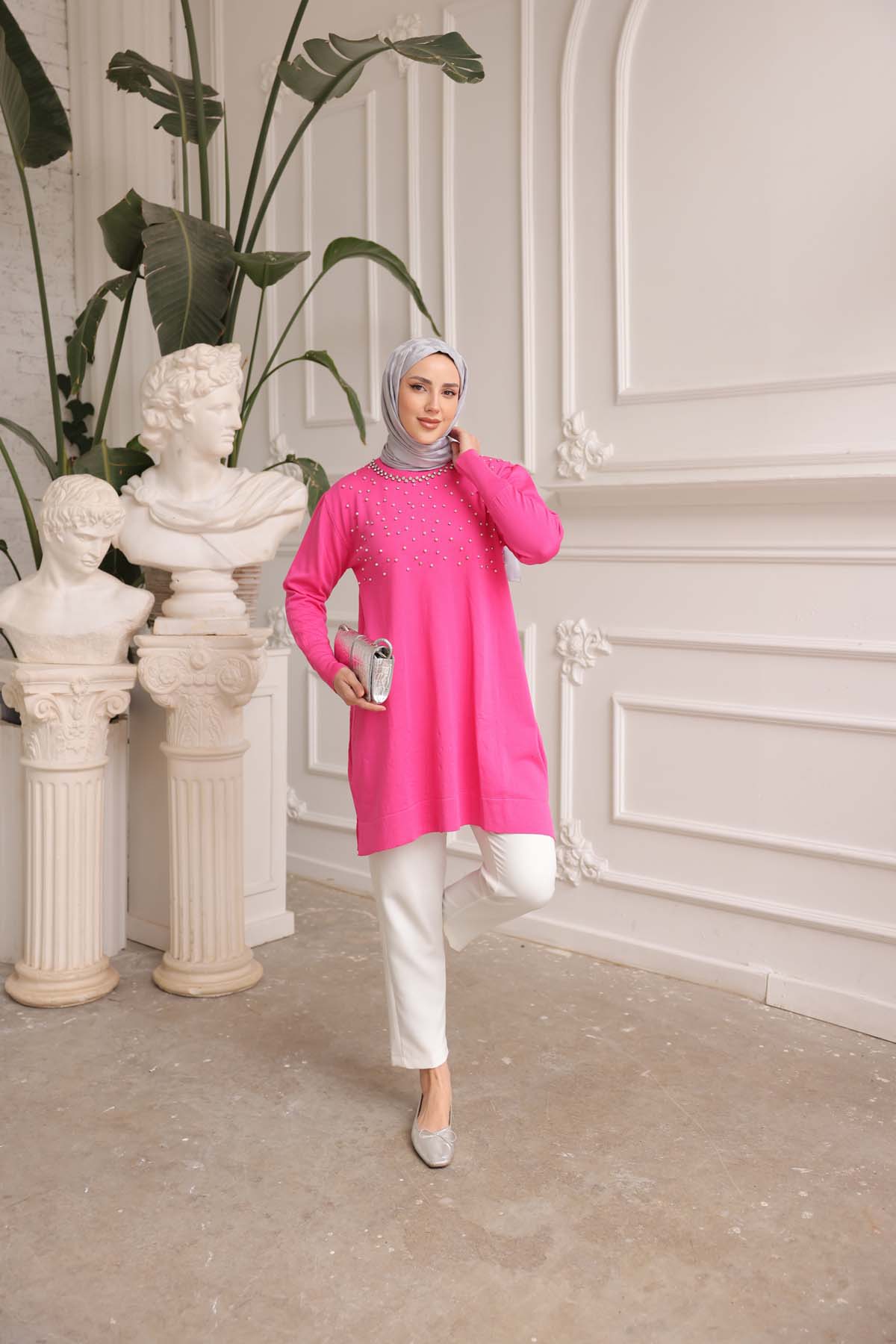 Merserize İncili Taşlı Tunik