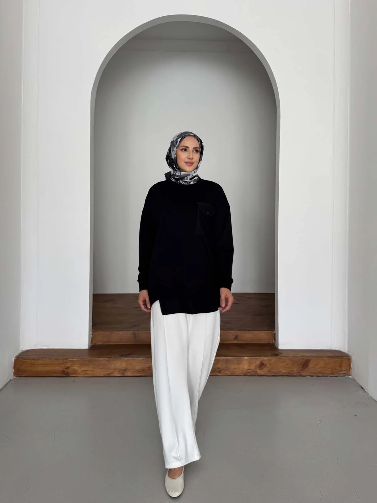 Kapitone Cepli Minimal Kadın Sweatshirt