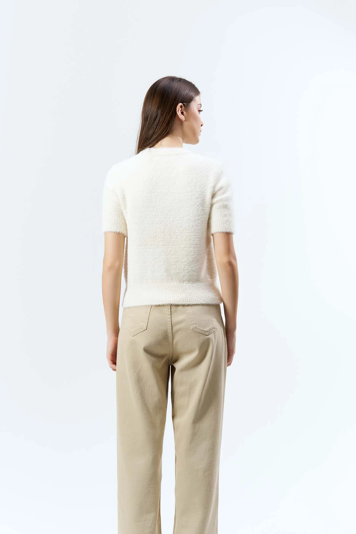 Angora Kısa Kollu Beyoğlu Taşlı Kazak