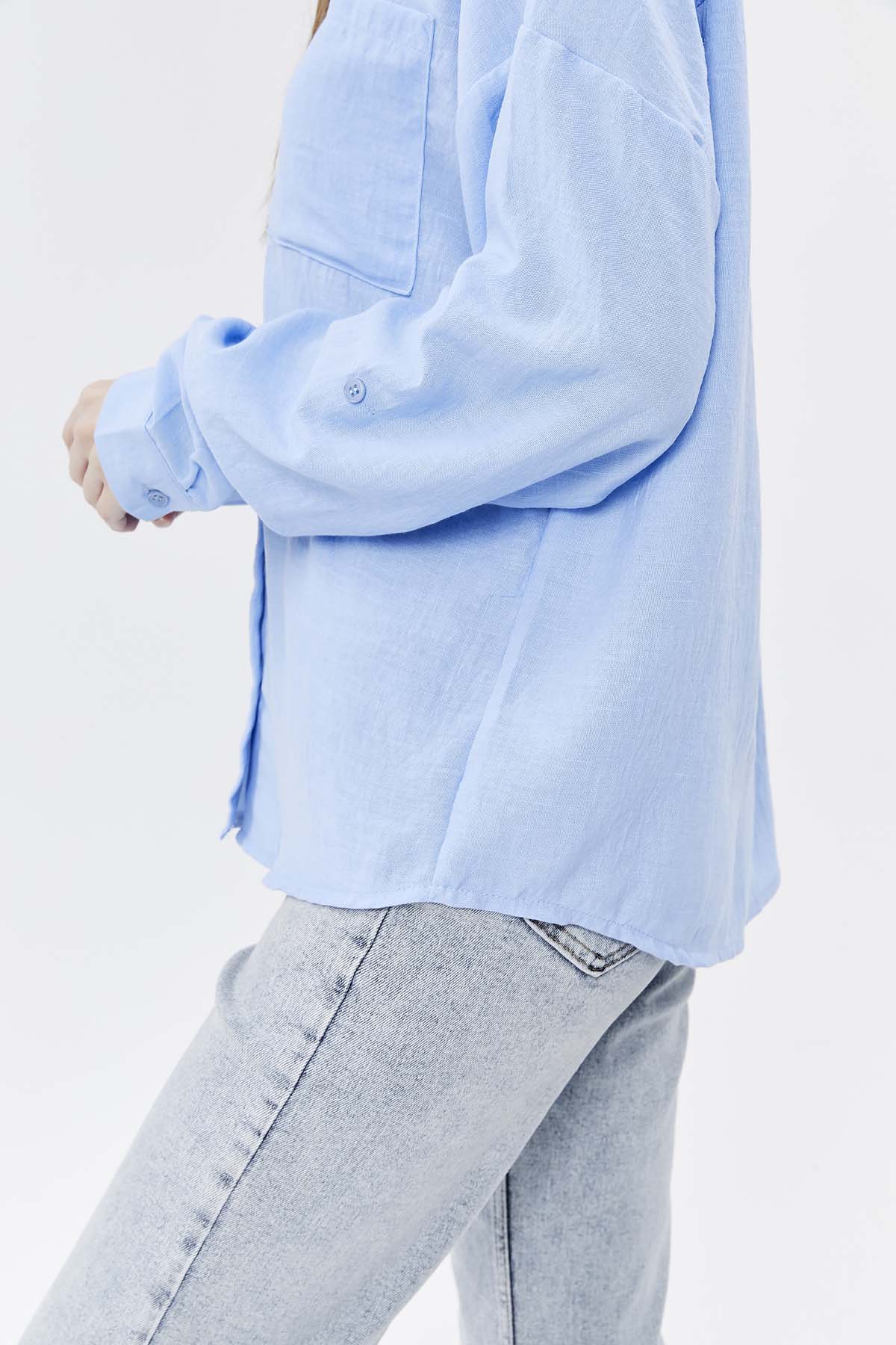 Tek Cepli Keten Gömlek