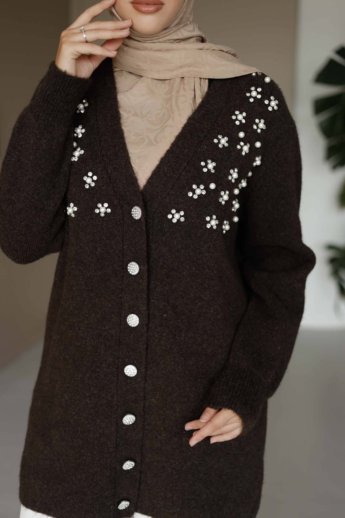 Oslo Boncuklu Uzun Hırka