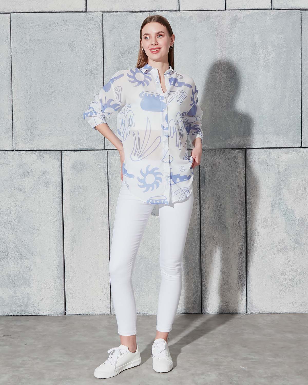 Digital Baskılı(Mavi Kuş) Gömlek