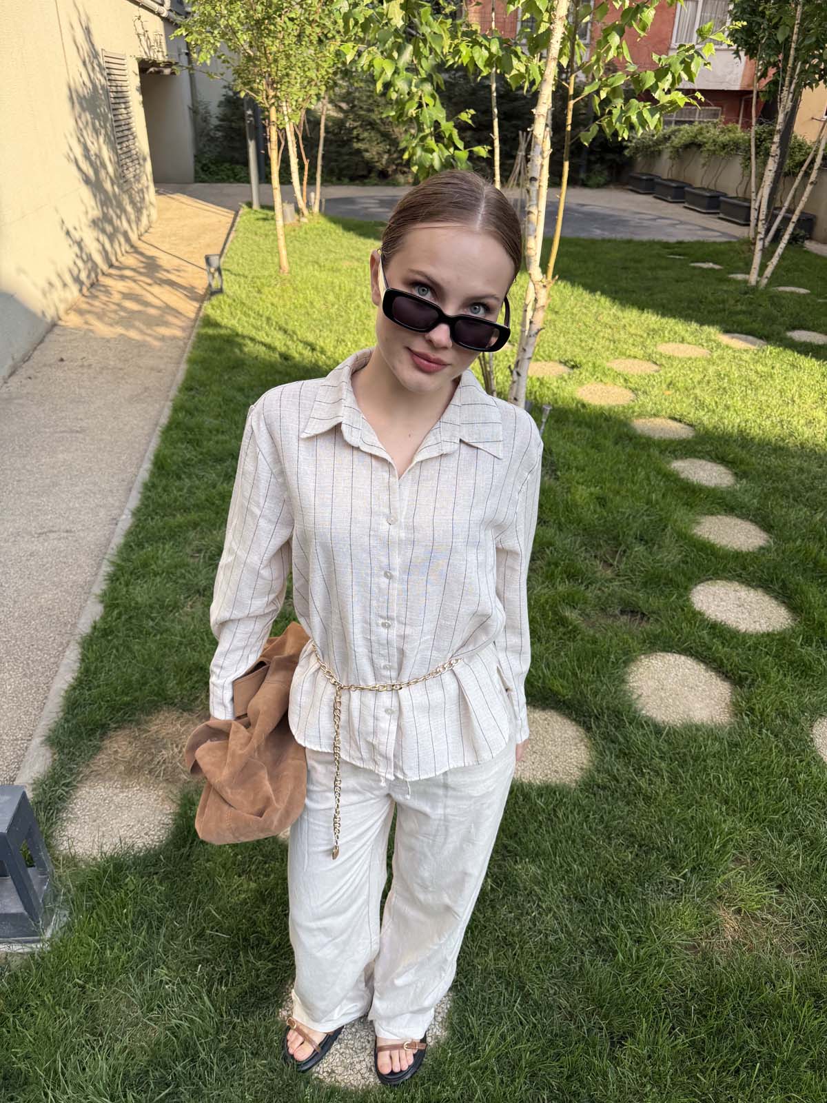 ÇİZGİLİ KETEN GÖMLEK