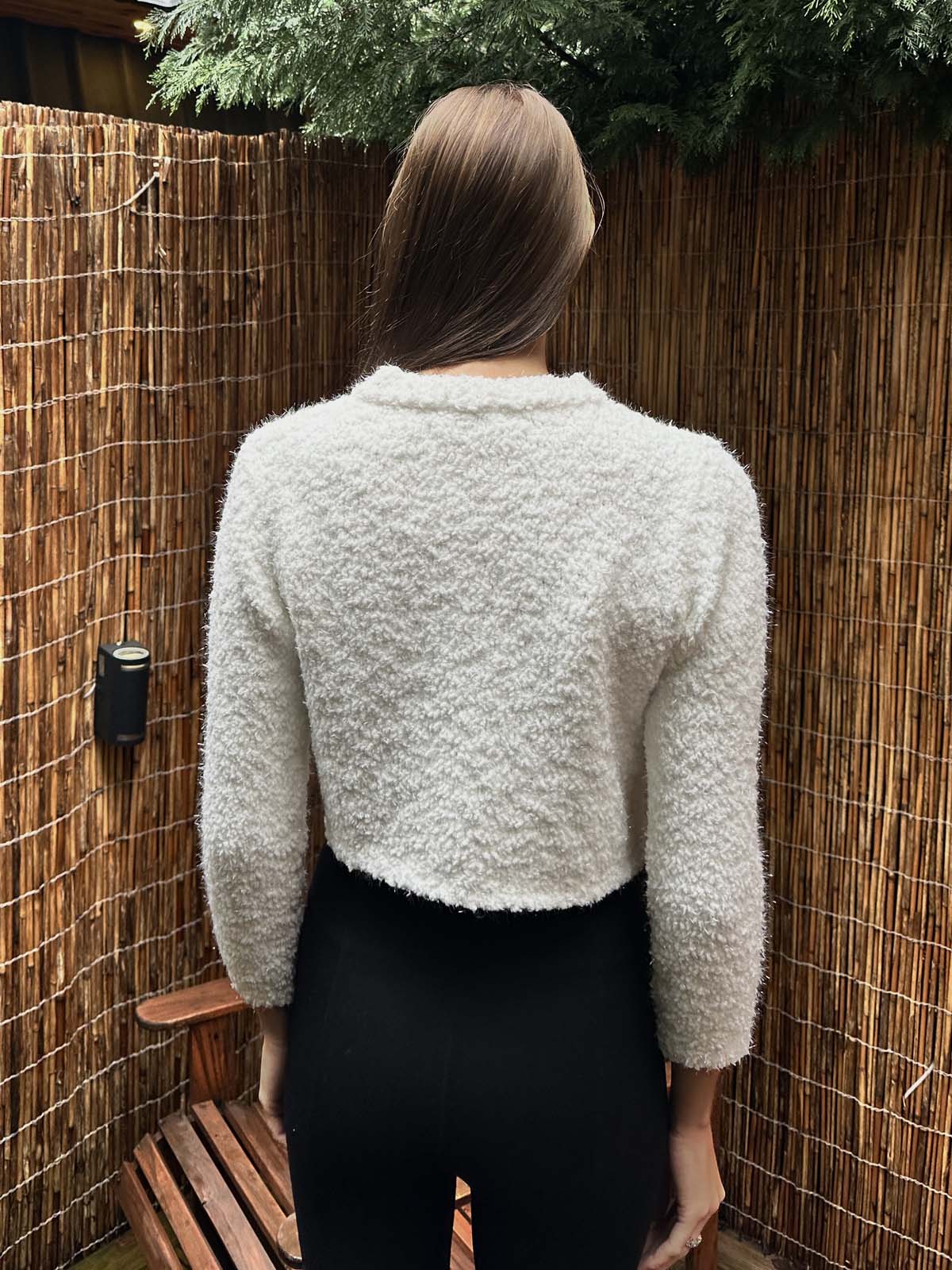 Simli Ponponlu Düz Kazak