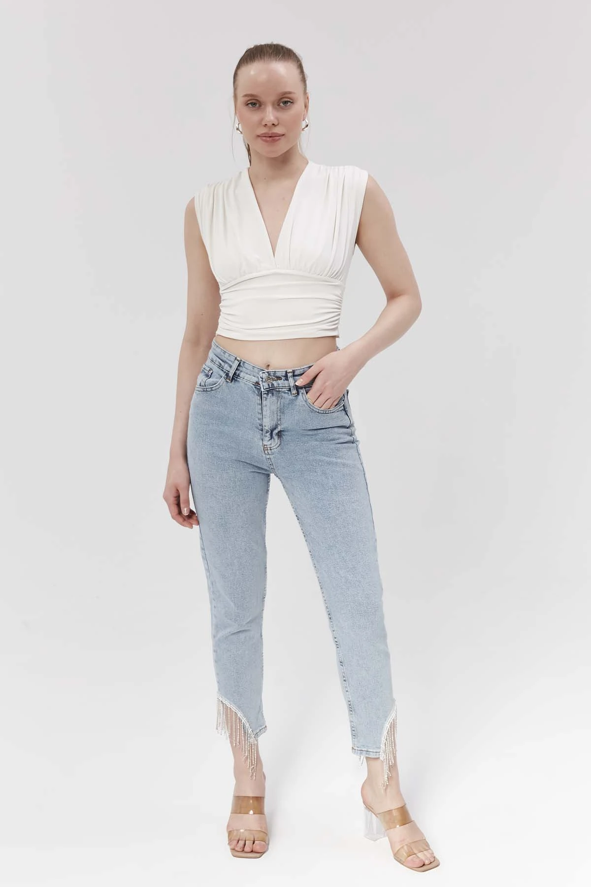 Paçası  Zincirli Boyfriend  Kot  Pantolon