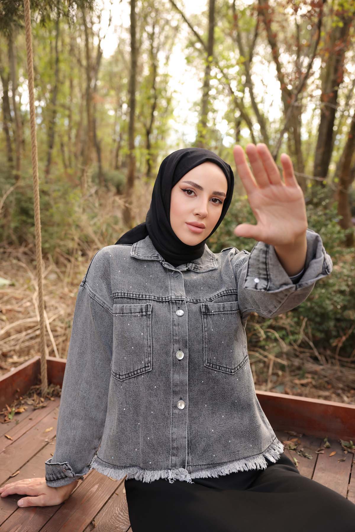 Kot Yıldız Taşlı Kısa Hırka