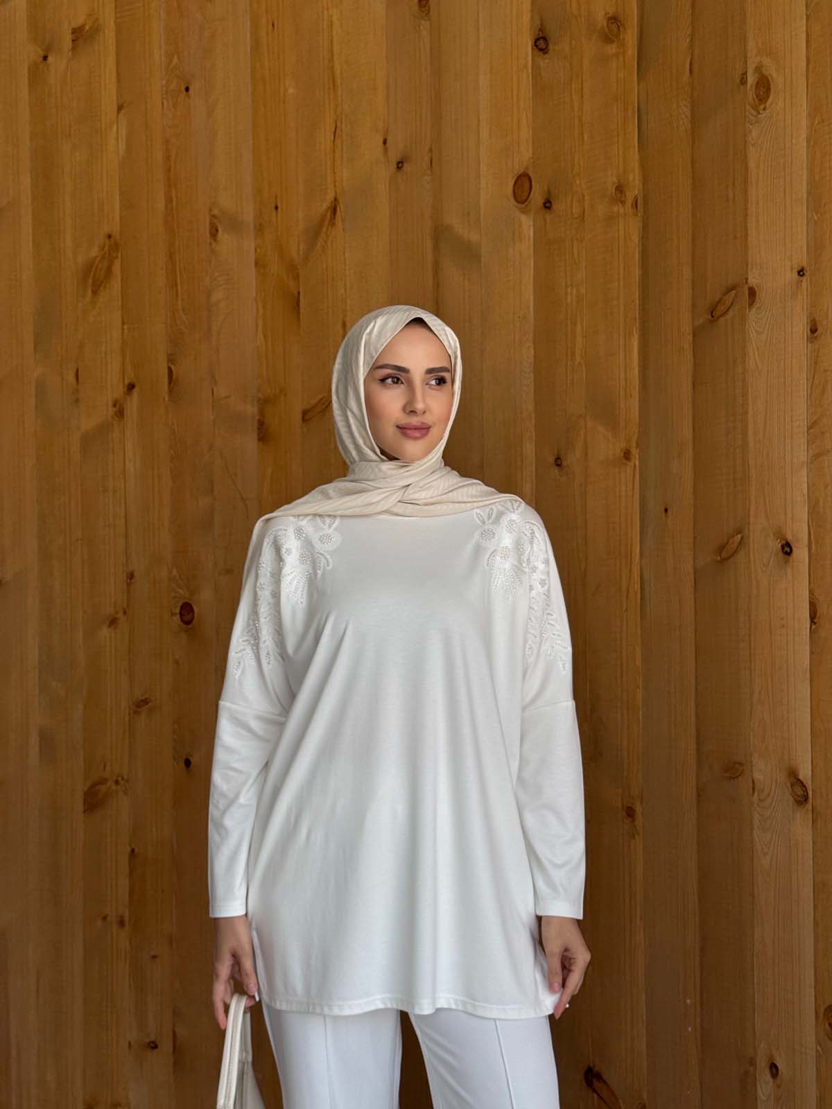 Boncuklu Pullu  Yarasa Kol Tunik