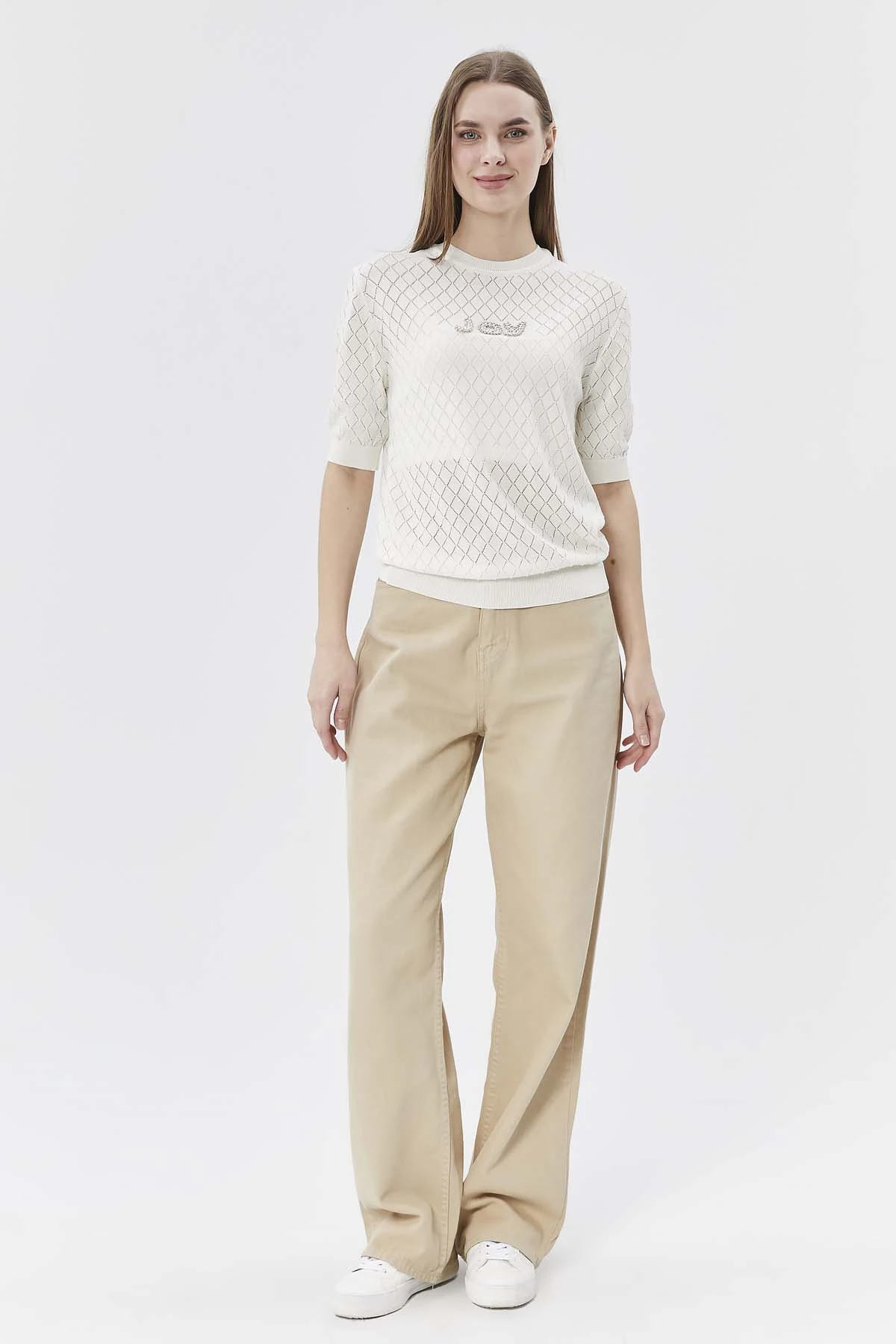 Kısa Kollu İncili Joy Yazılı Kısa Kazak