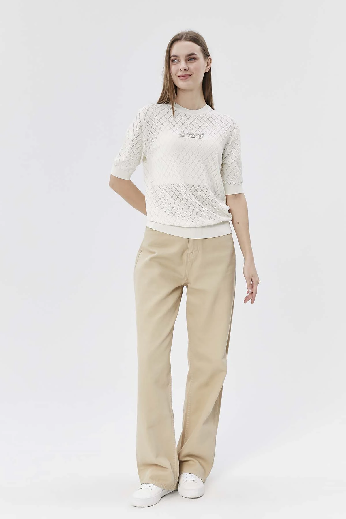 Kısa Kollu İncili Joy Yazılı Kısa Kazak