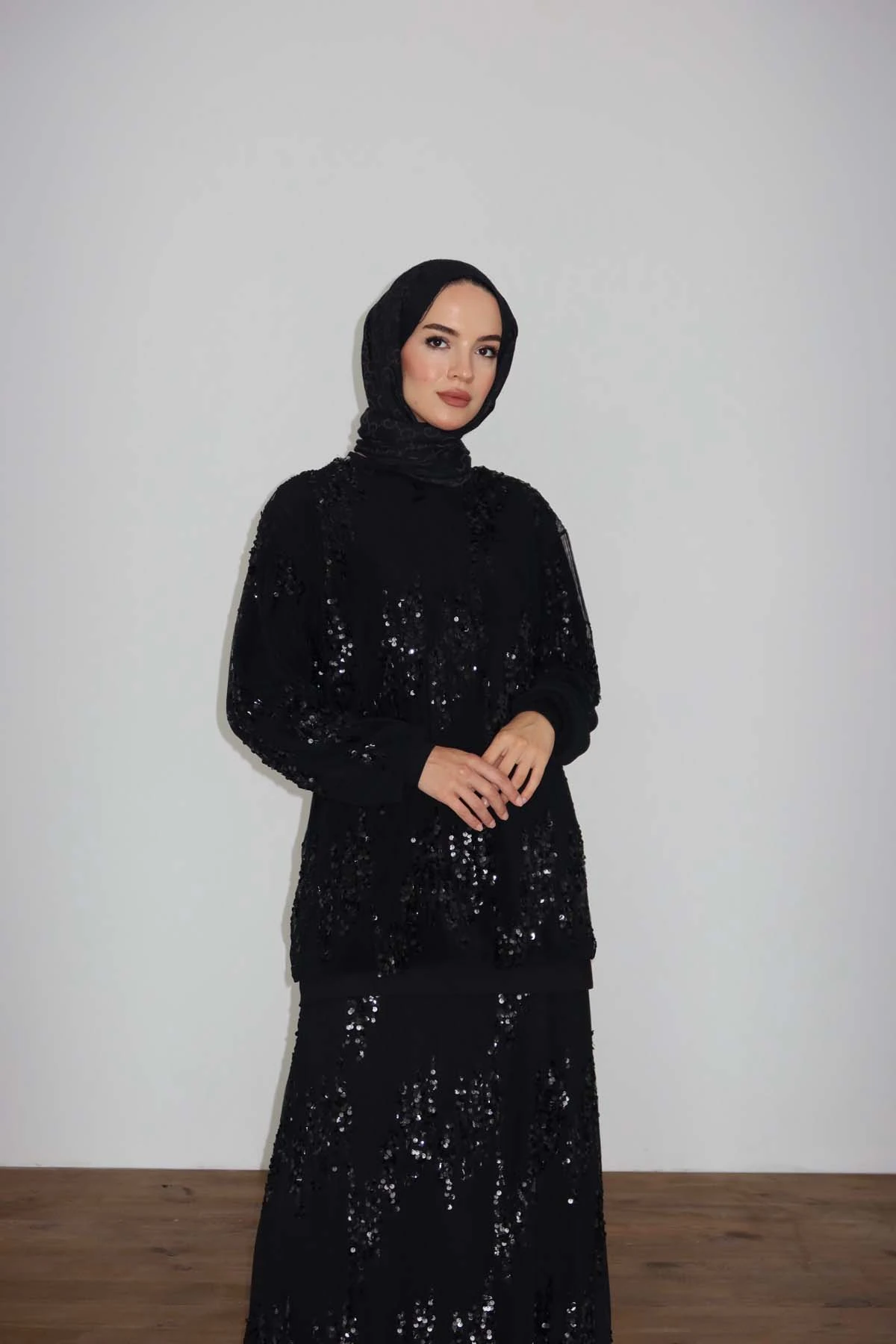 Pullu Tüllü  Uzun Tunik