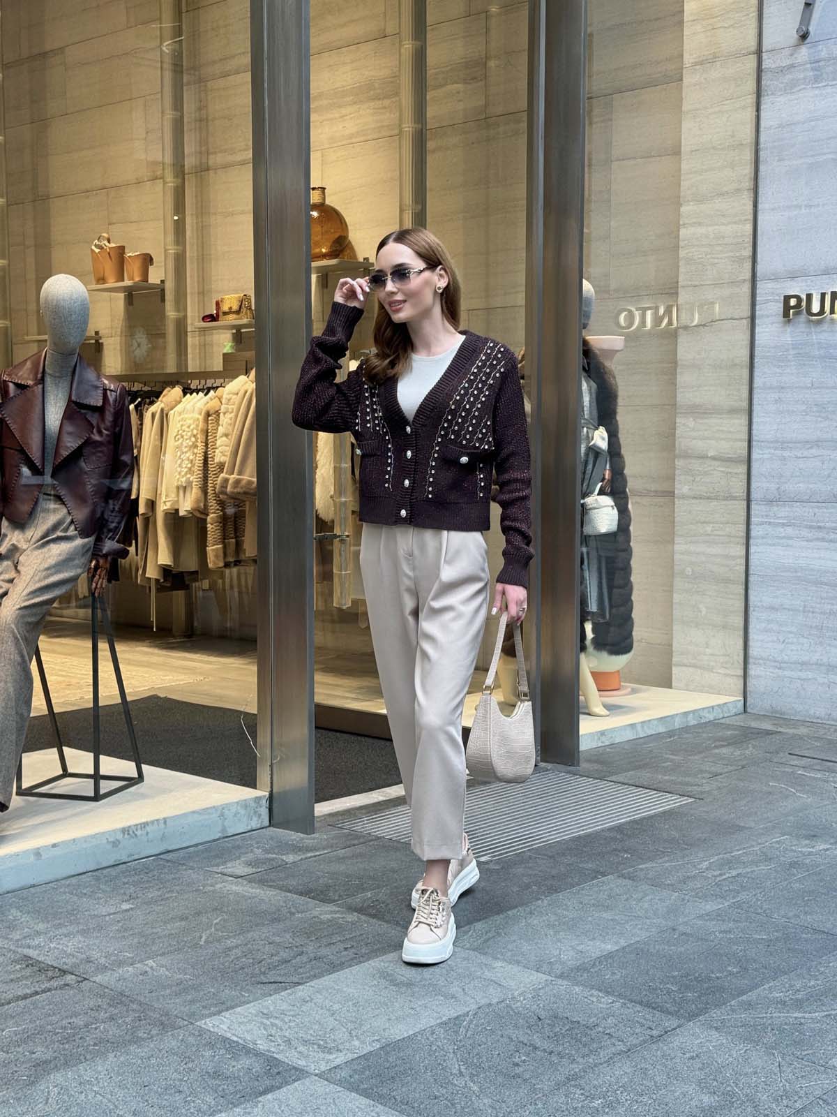 Kotonit Simli İncili Kısa Ceket