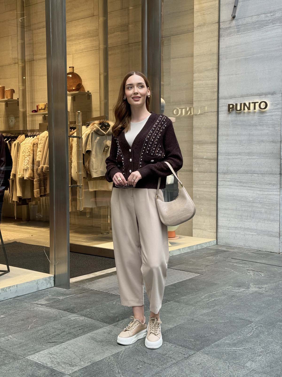 Kotonit Simli İncili Kısa Ceket