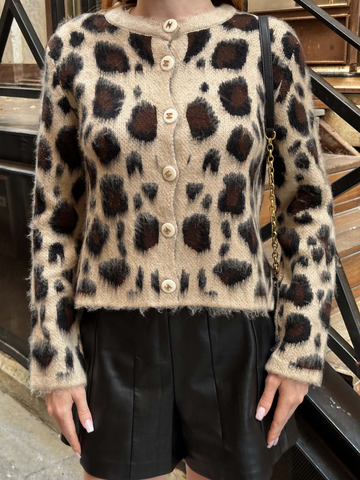 Şardonlu Leopar Kısa Ceket