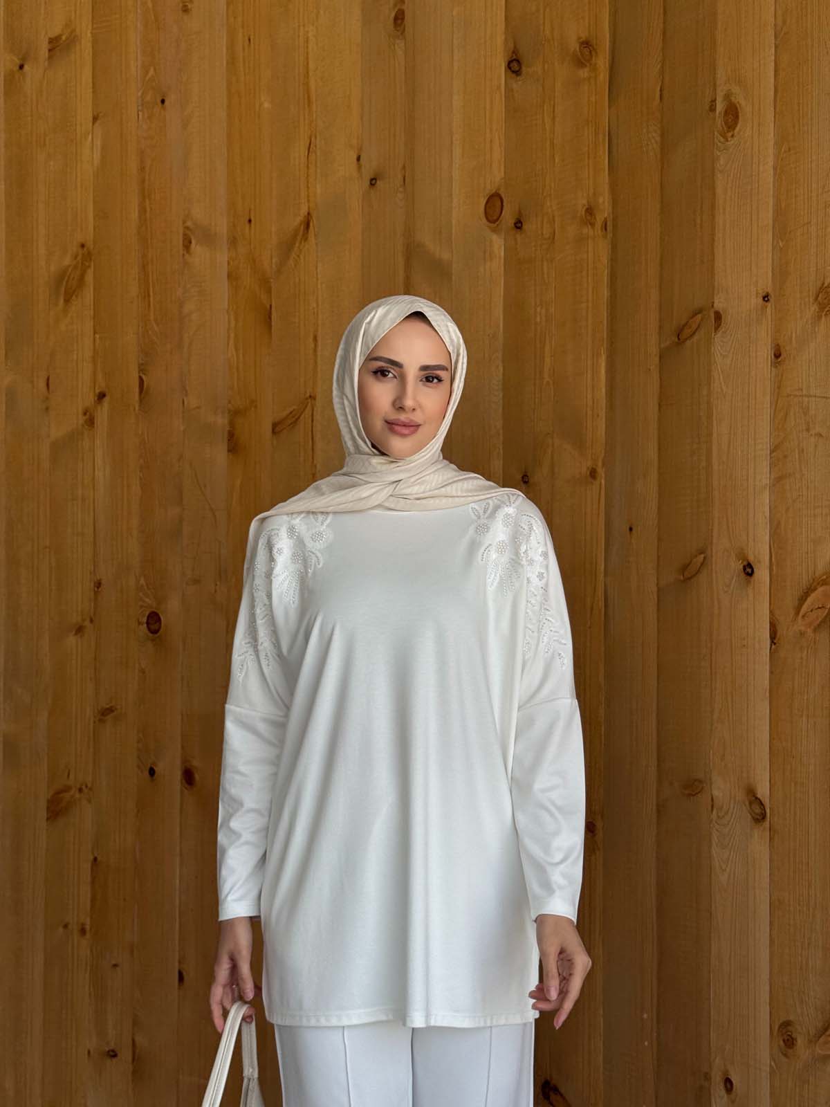 Boncuklu Pullu  Yarasa Kol Tunik