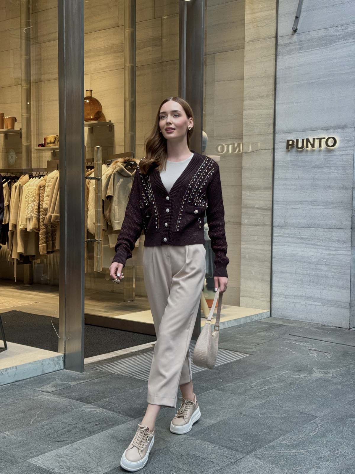 Kotonit Simli İncili Kısa Ceket