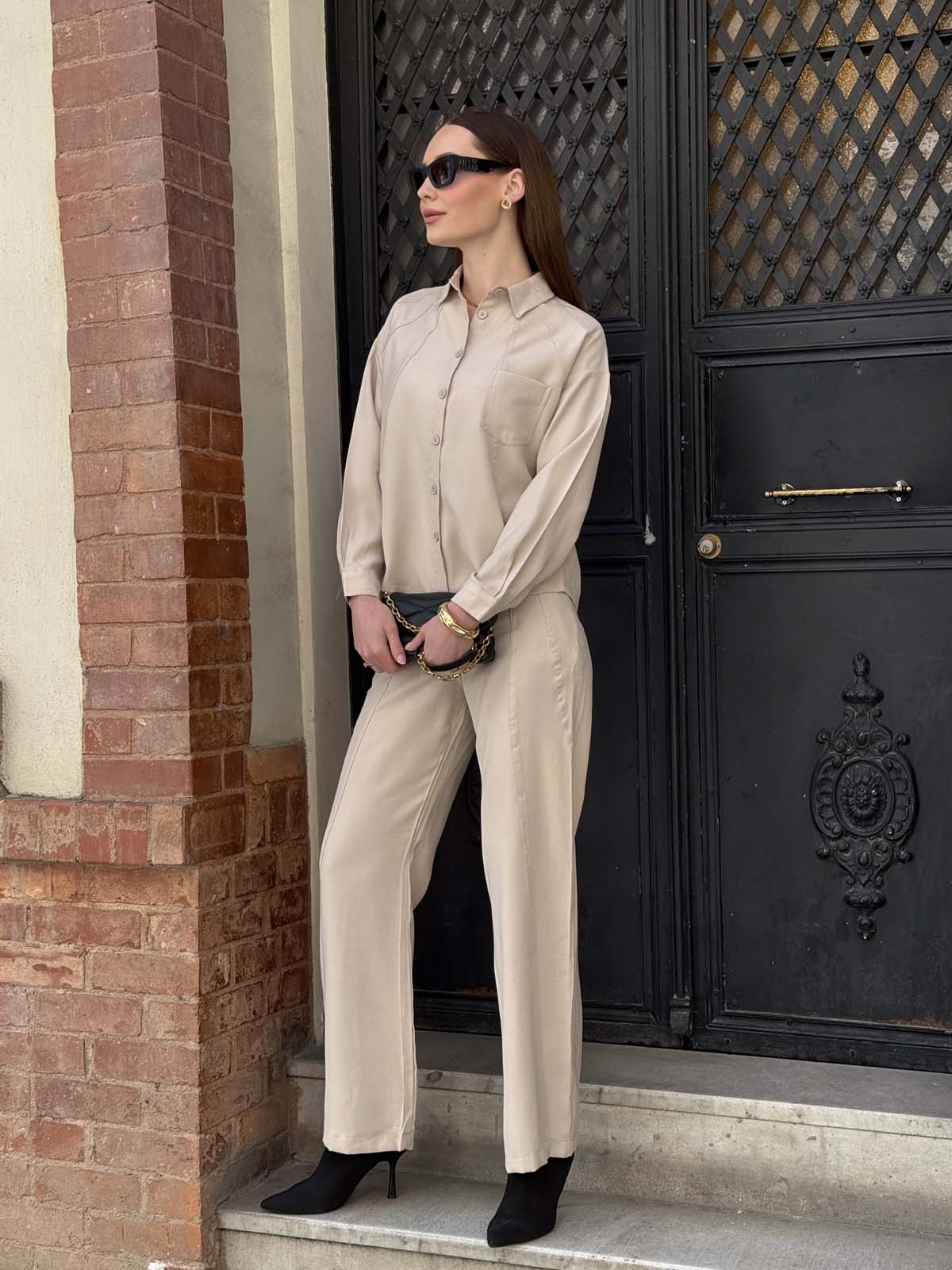 Tensel Düğmeli Gömlek