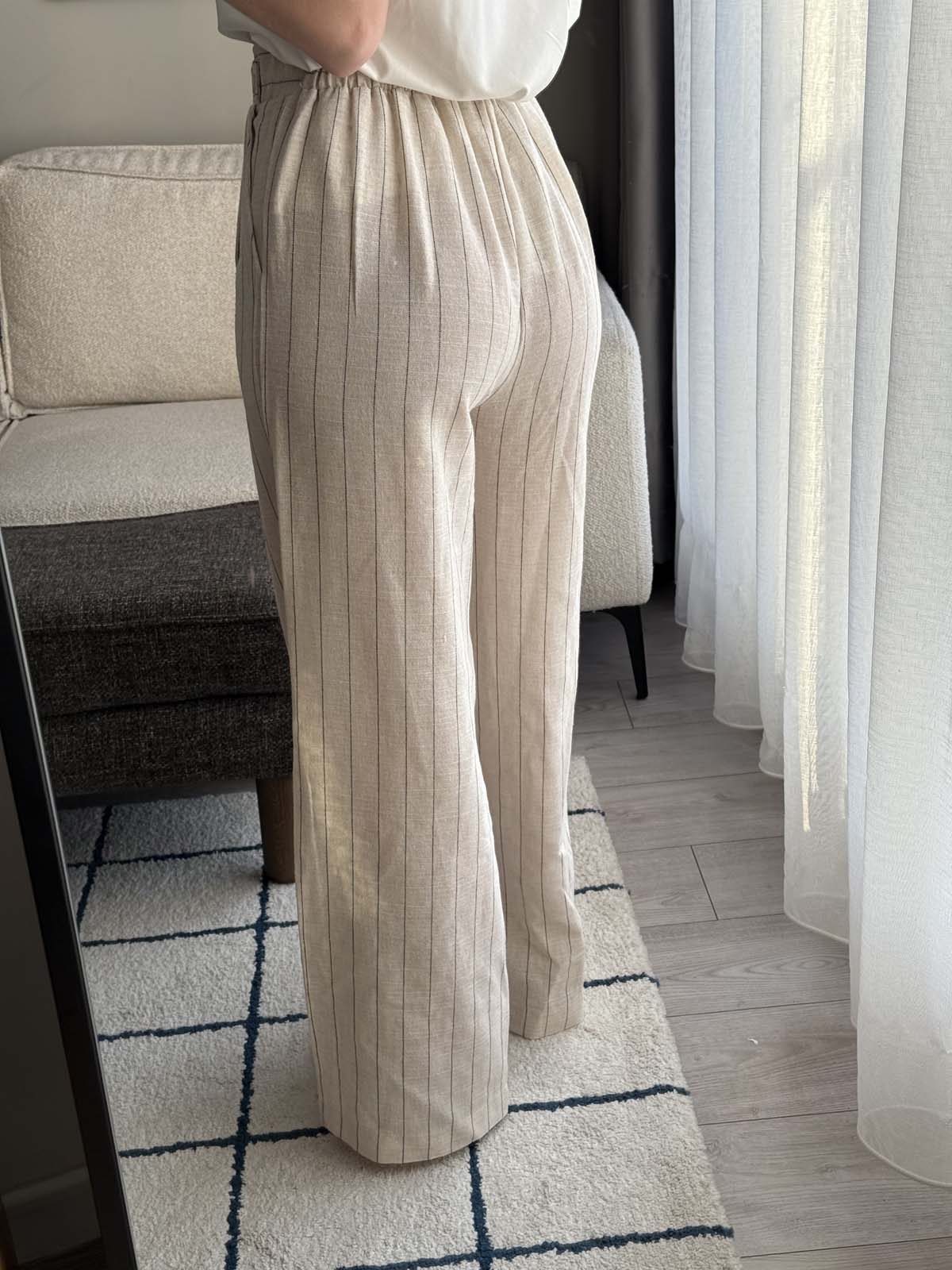 ÇİZGİLİ KETEN PANTOLON