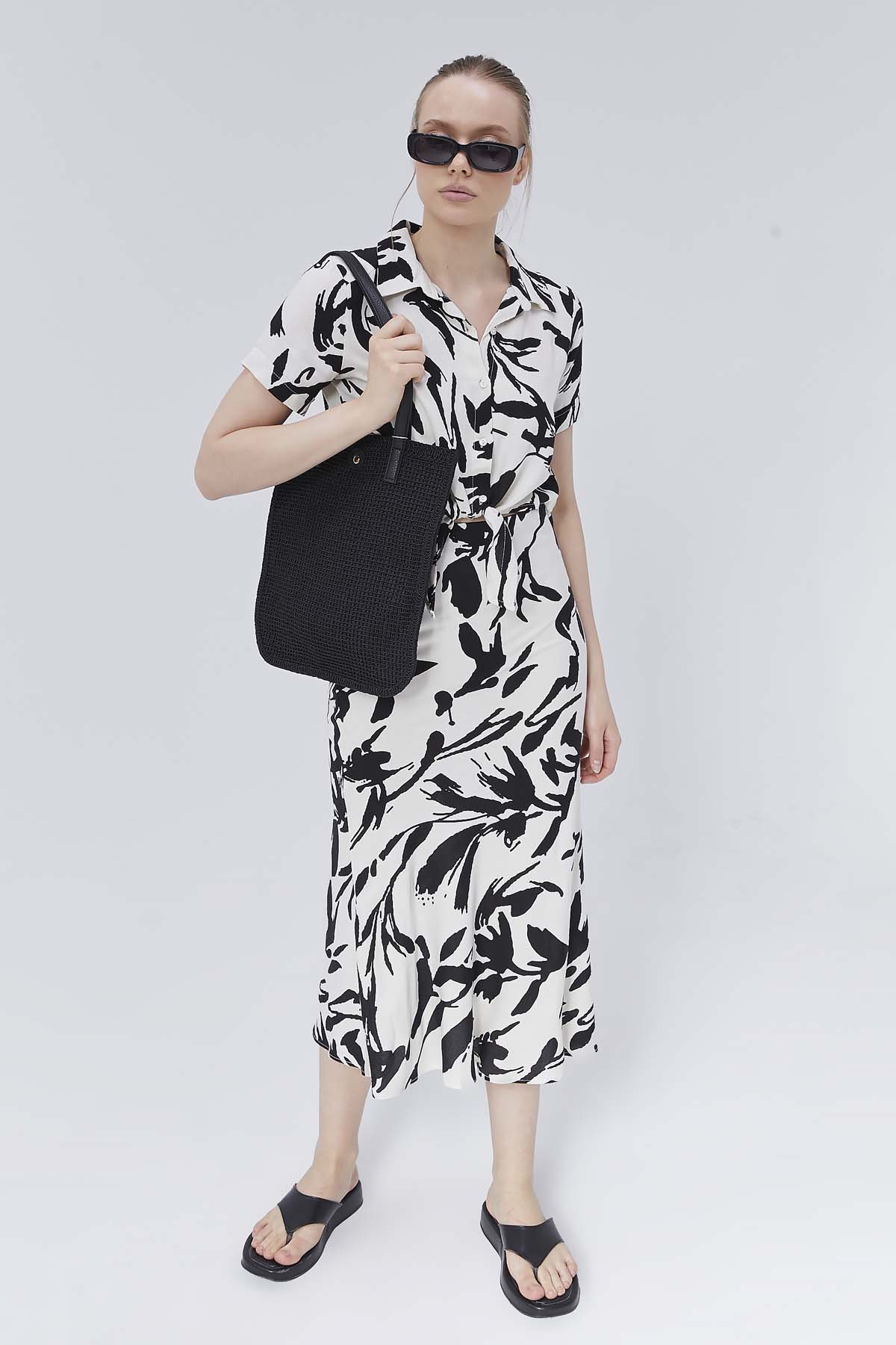 Viskon  Baskılı  Etek