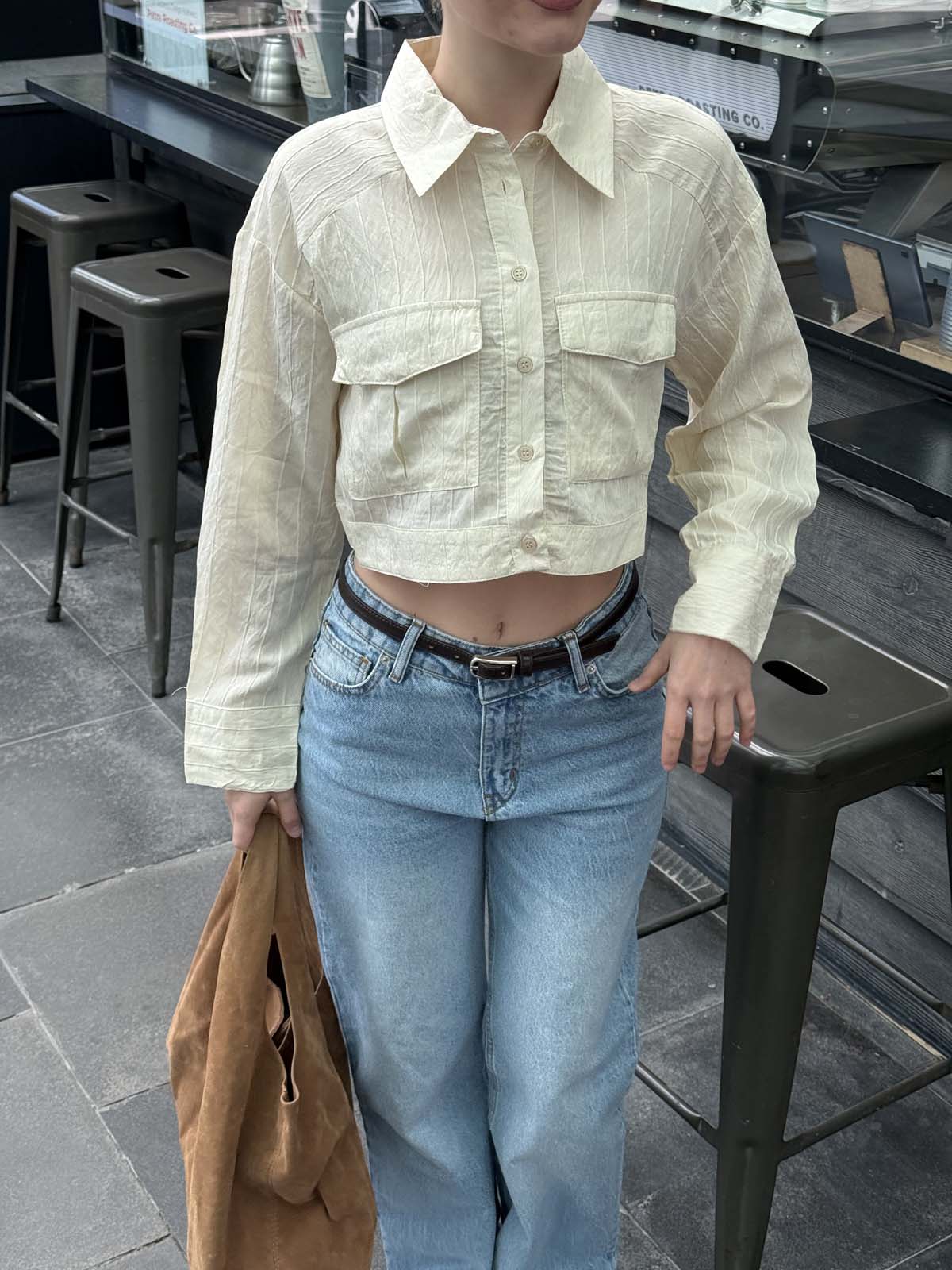 Çift Cep Detaylı  Kısa Gömlek