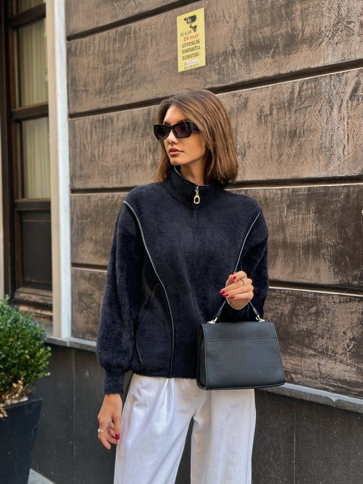 Angora Fermuarlı YarımBalıkcı Hırka