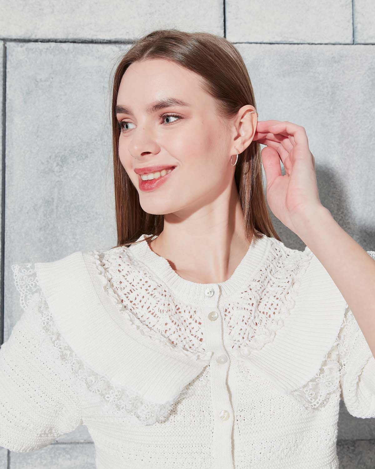 Pelerin Dantelli Ajurlu Kazak