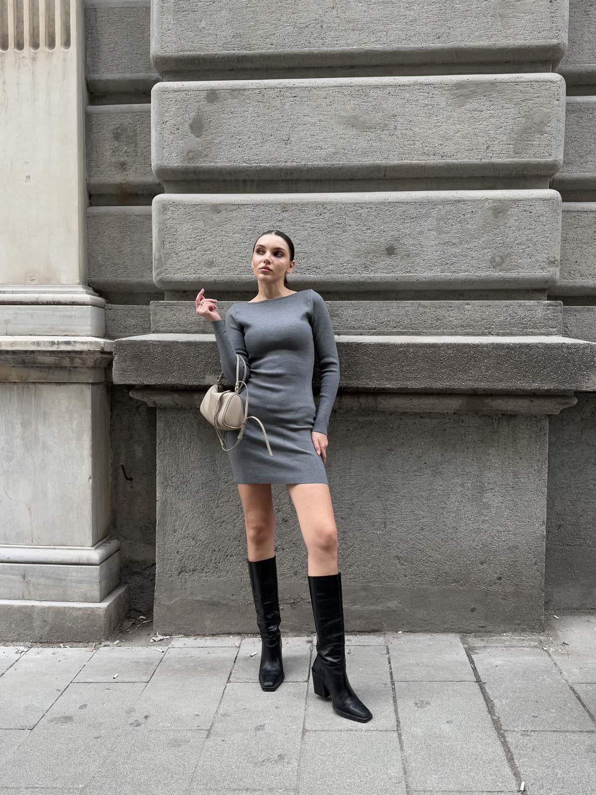 Korsman Kayık Yaka Elbise