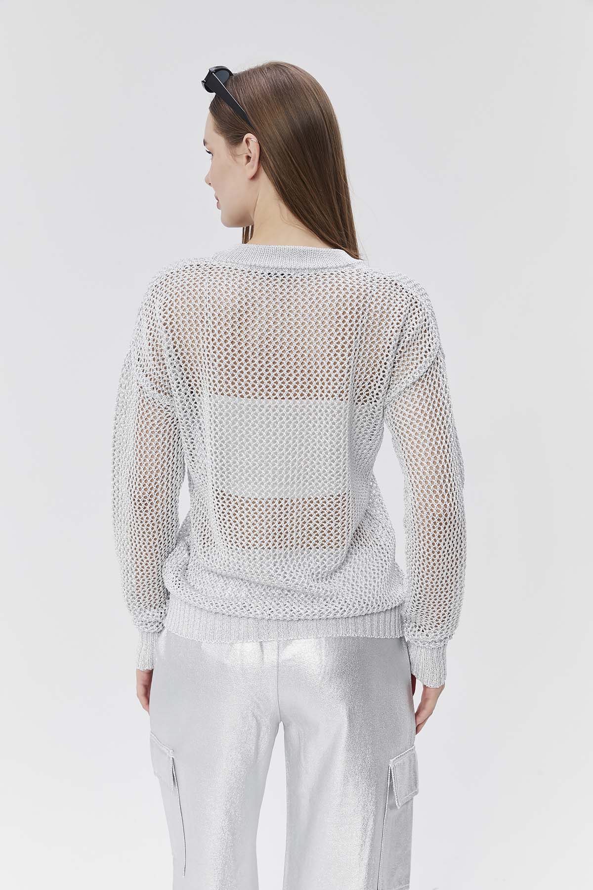 Simli Ajurlu Fermuarlı Ceket